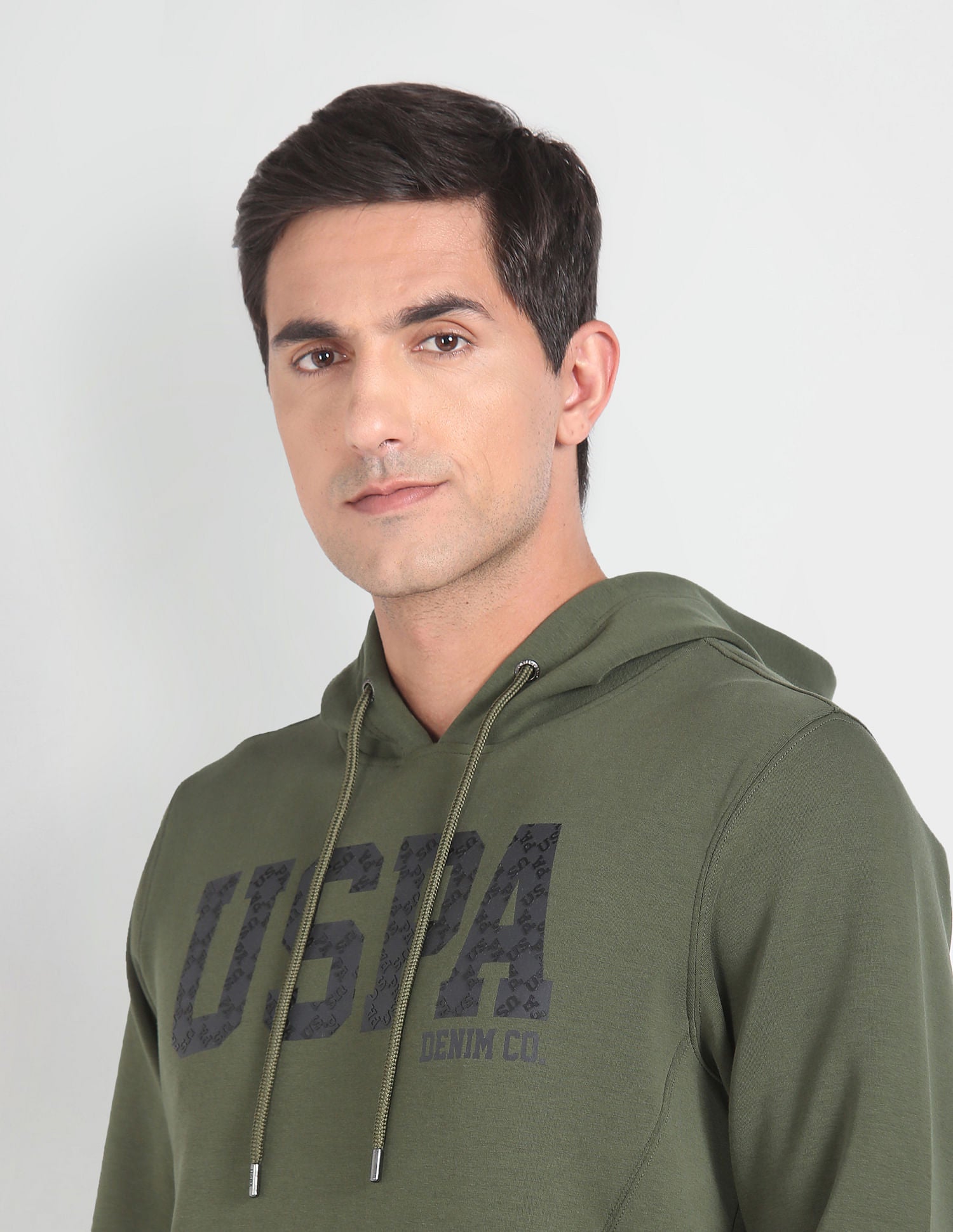 Brand Print Hooded Sweatshirt Olive - U.S. POLO ASSN. | Large