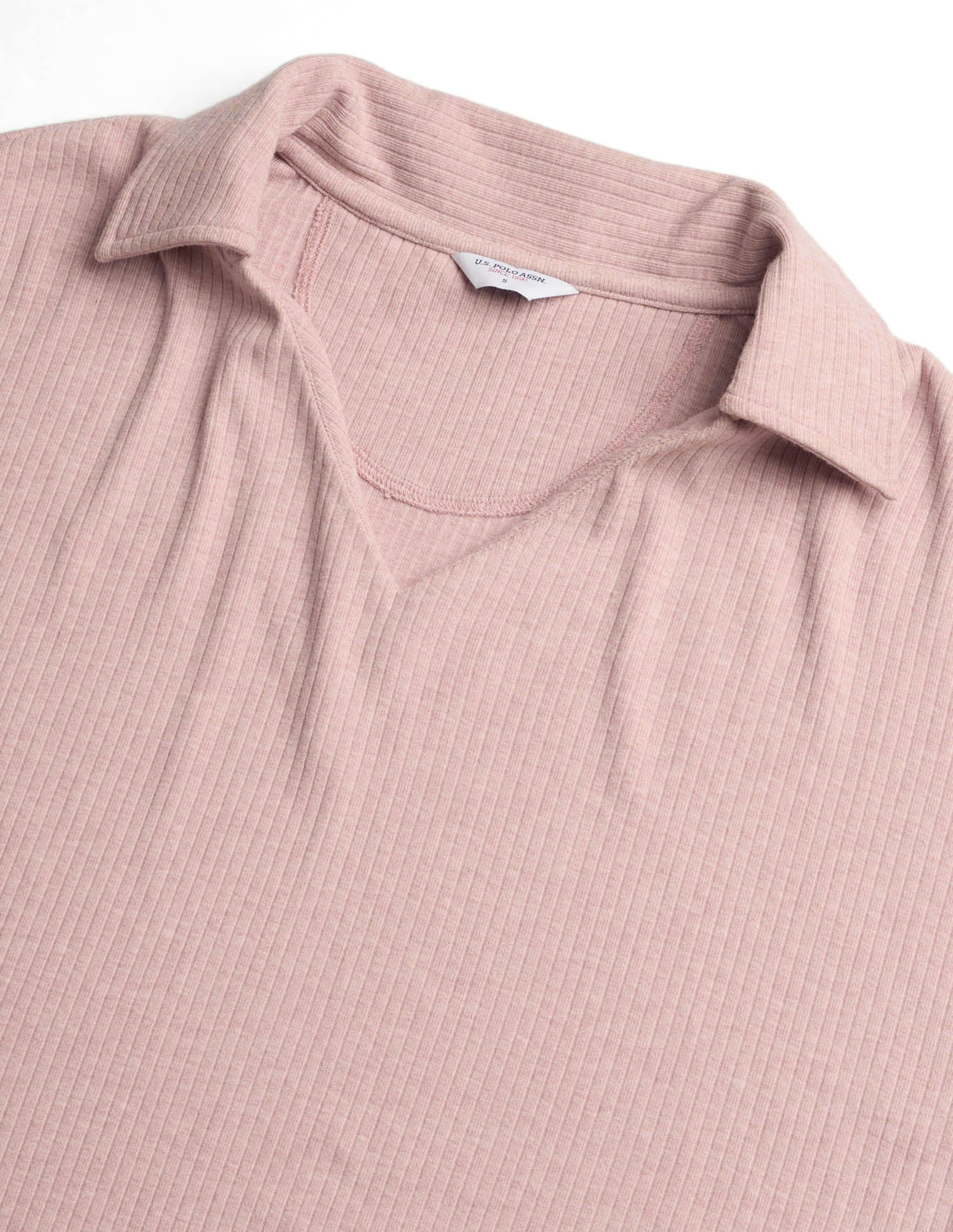 Ribbed Relaxed Fit Polo Shirt Pink - U.S. POLO ASSN. | Large