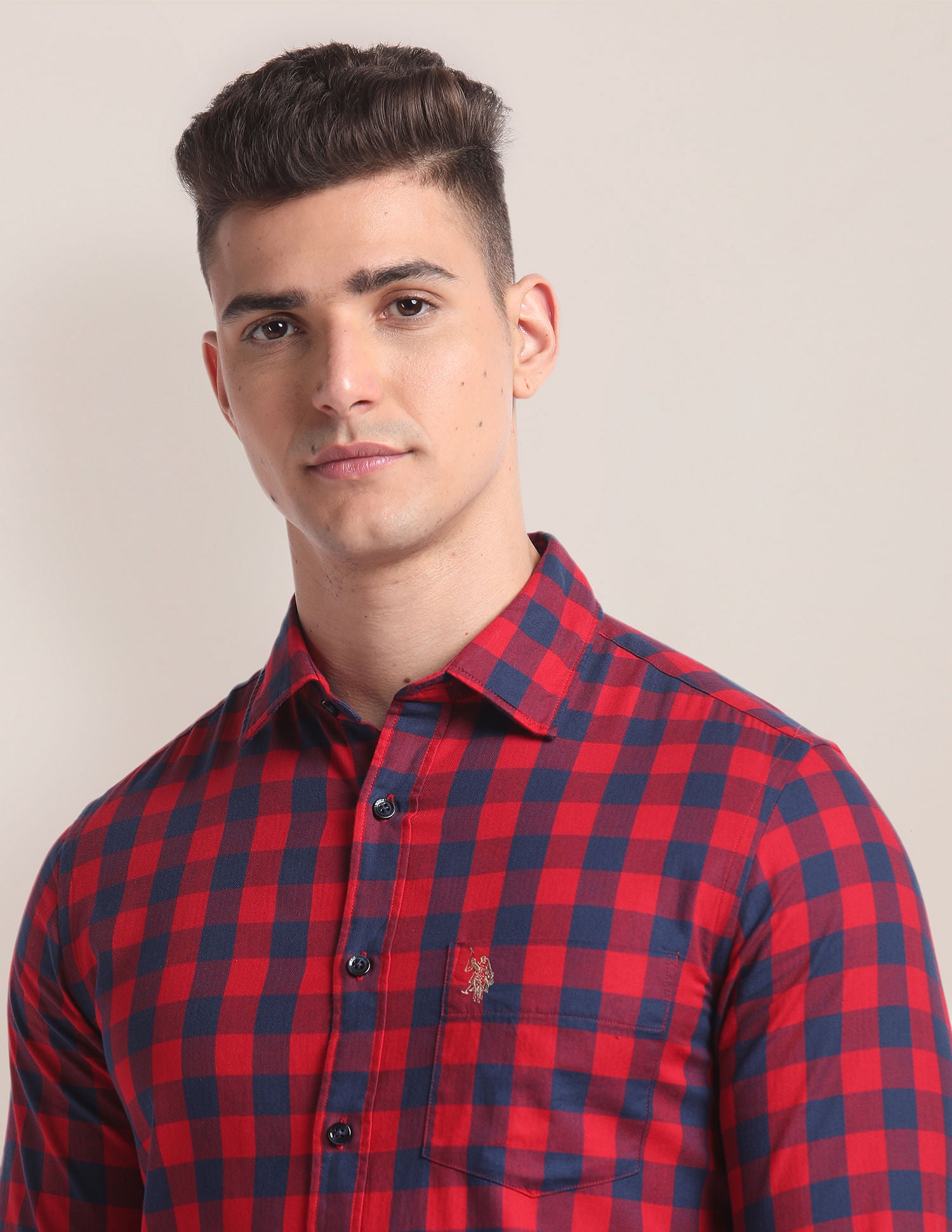 Premium Cotton Buffalo Check Shirt Red - U.S. Polo Assn. India | Large