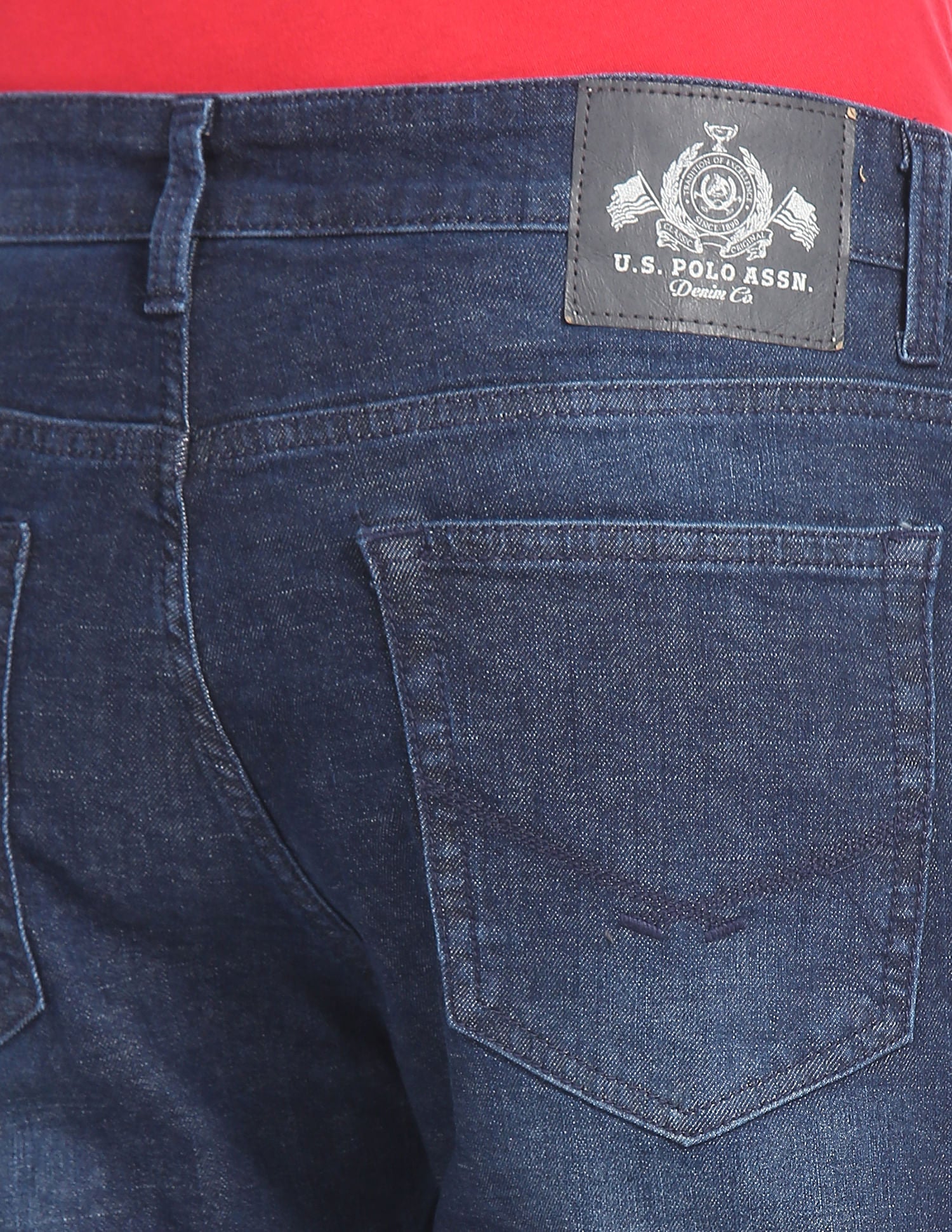 Brandon Slim Tapered Fit Stone Wash Jeans Dark Blue - U.S. Polo Assn. India | Large