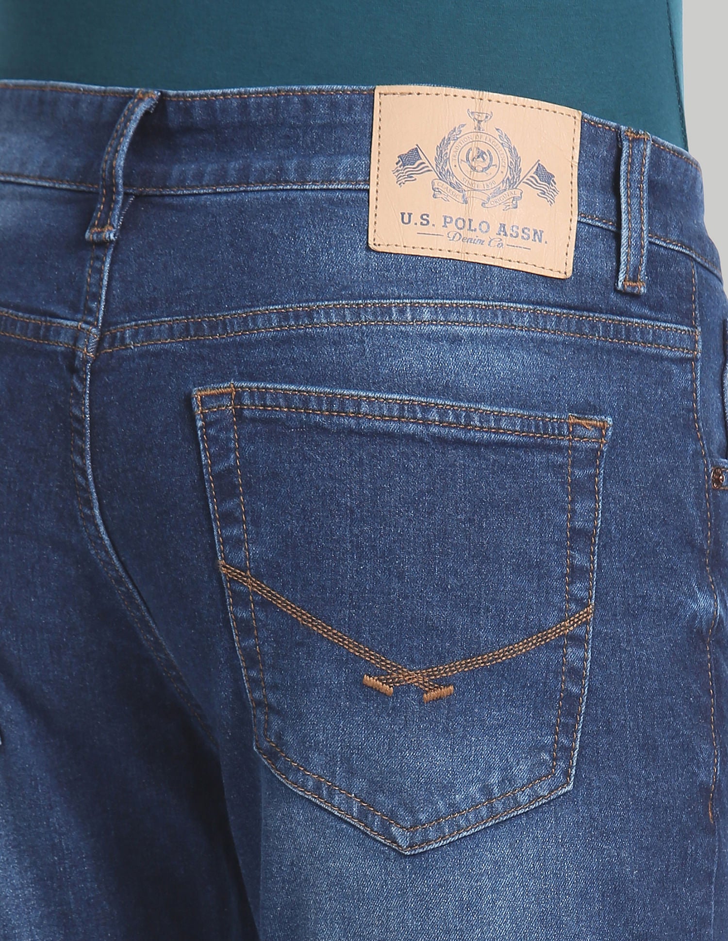 Brandon Slim Tapered Stone Wash Jeans Dark Blue - U.S. Polo Assn. India | Large