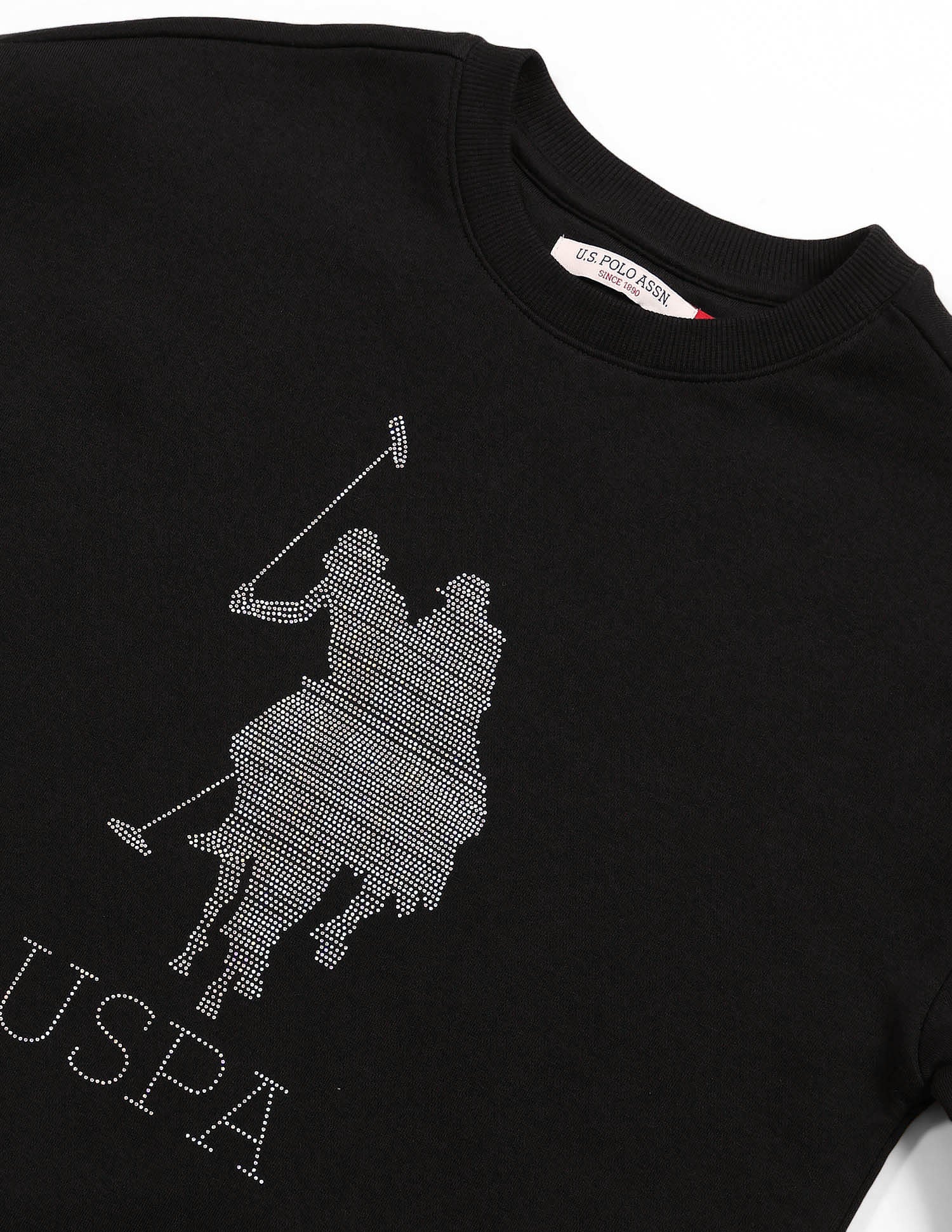 Drop Shoulder Brand Printed Sweatshirt Black - U.S. POLO ASSN. | Large