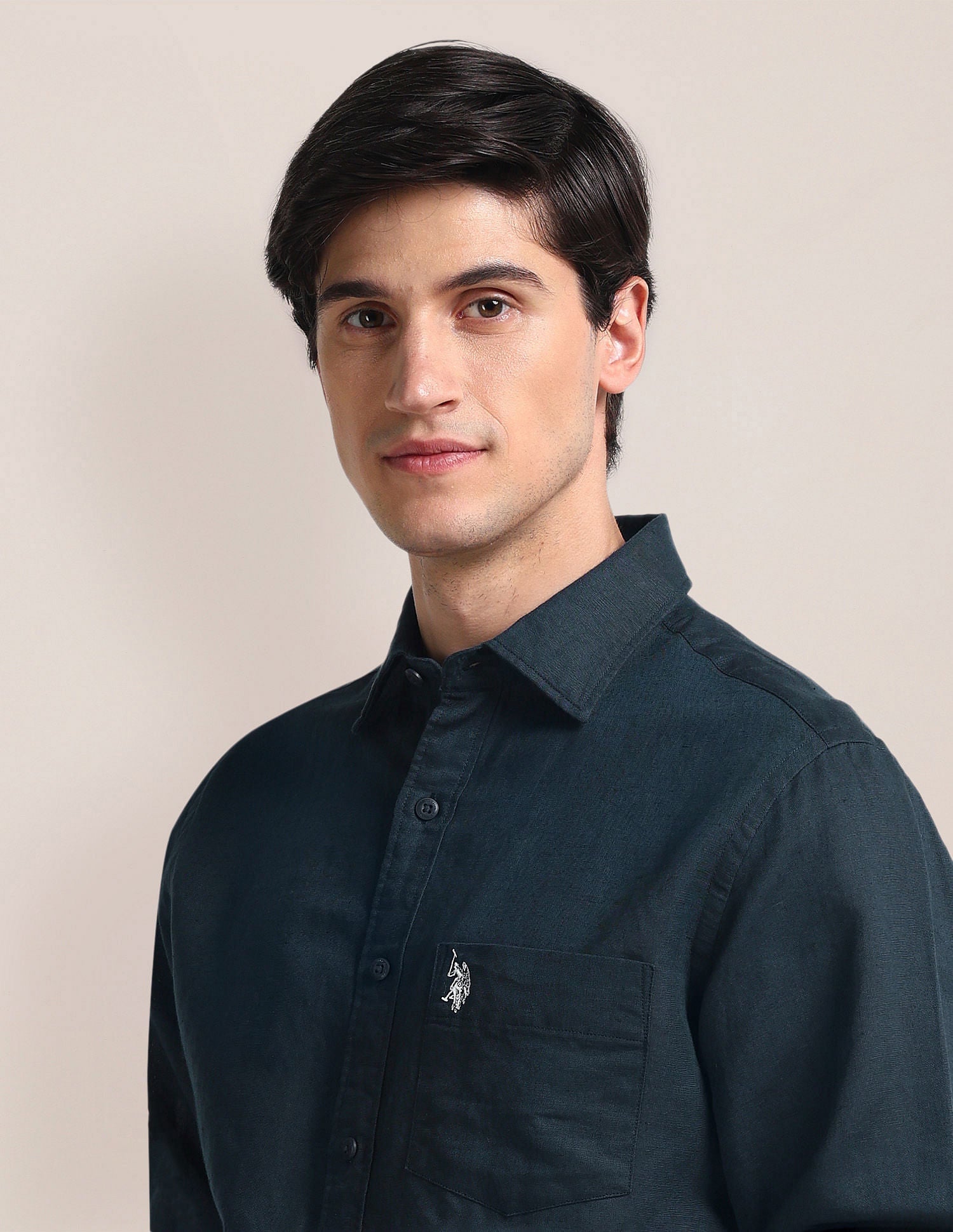 Solid Tailored Fit Shirt Navy - U.S. POLO ASSN. | Large