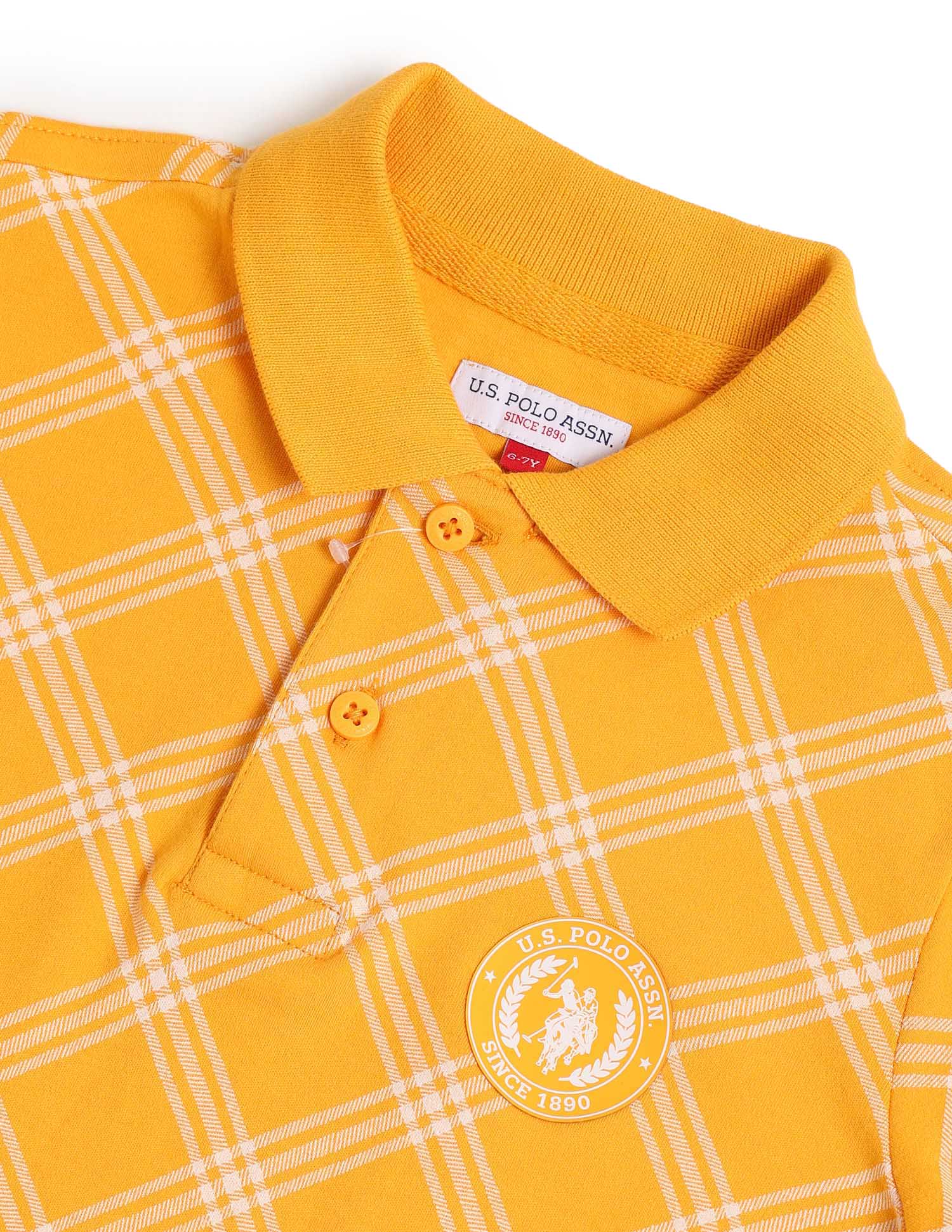 Boys Checked Regular Fit Polo Shirt Orange - U.S. POLO ASSN. | Large