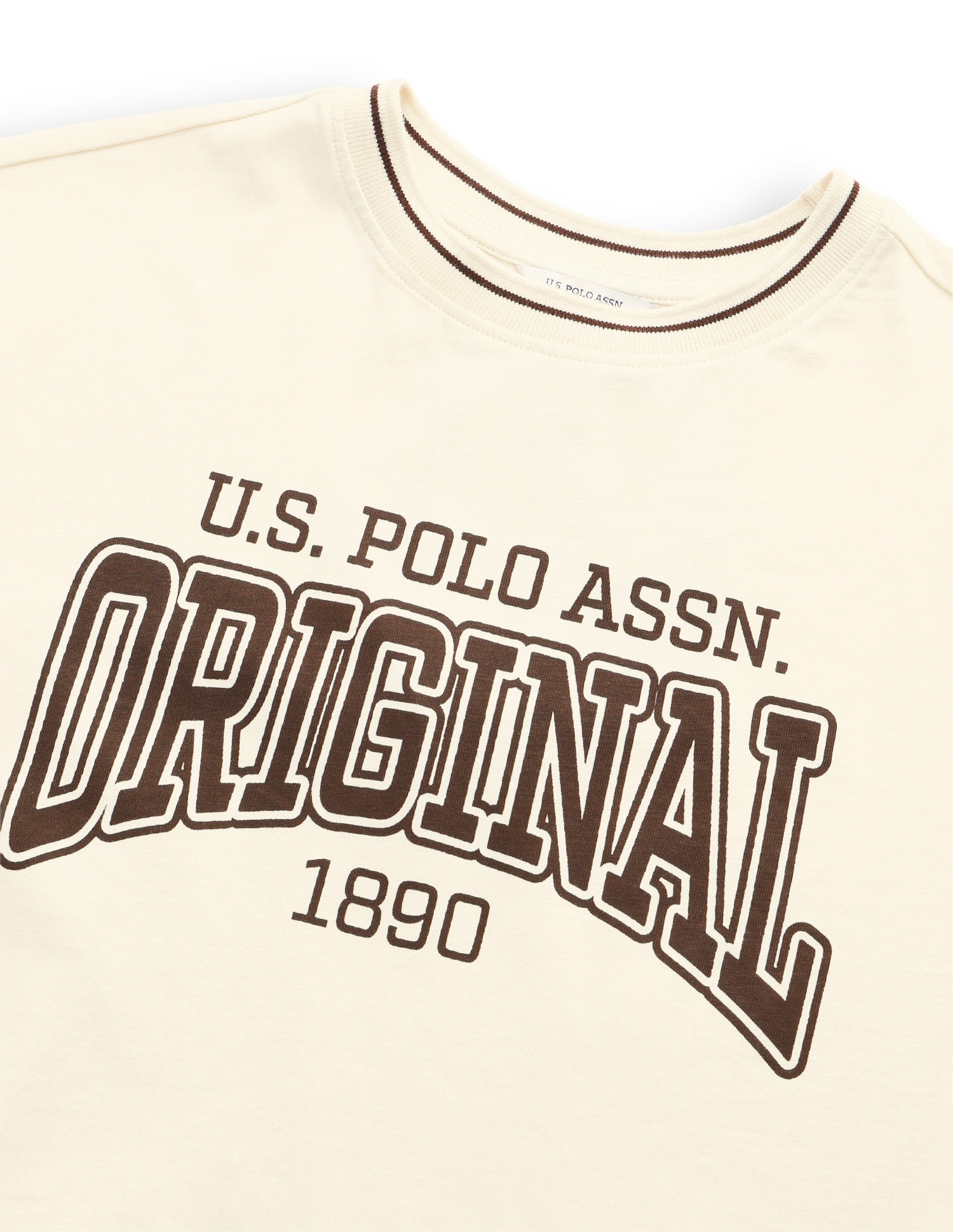Typographic Brand Printed Boxy Fit T-Shirt Ecru - U.S. Polo Assn. India | Large