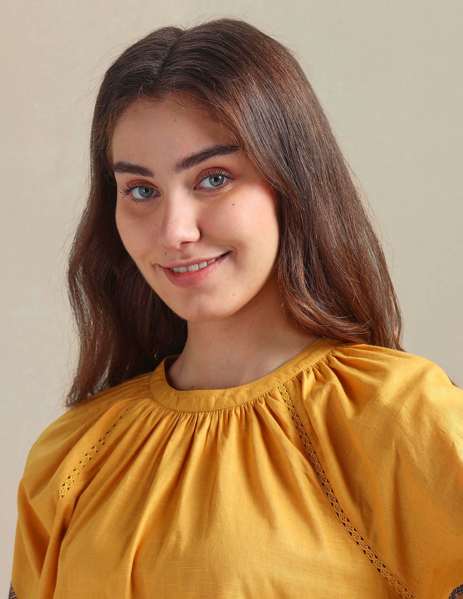 Embroidered Cotton Top Mustard - U.S. POLO ASSN. | Large