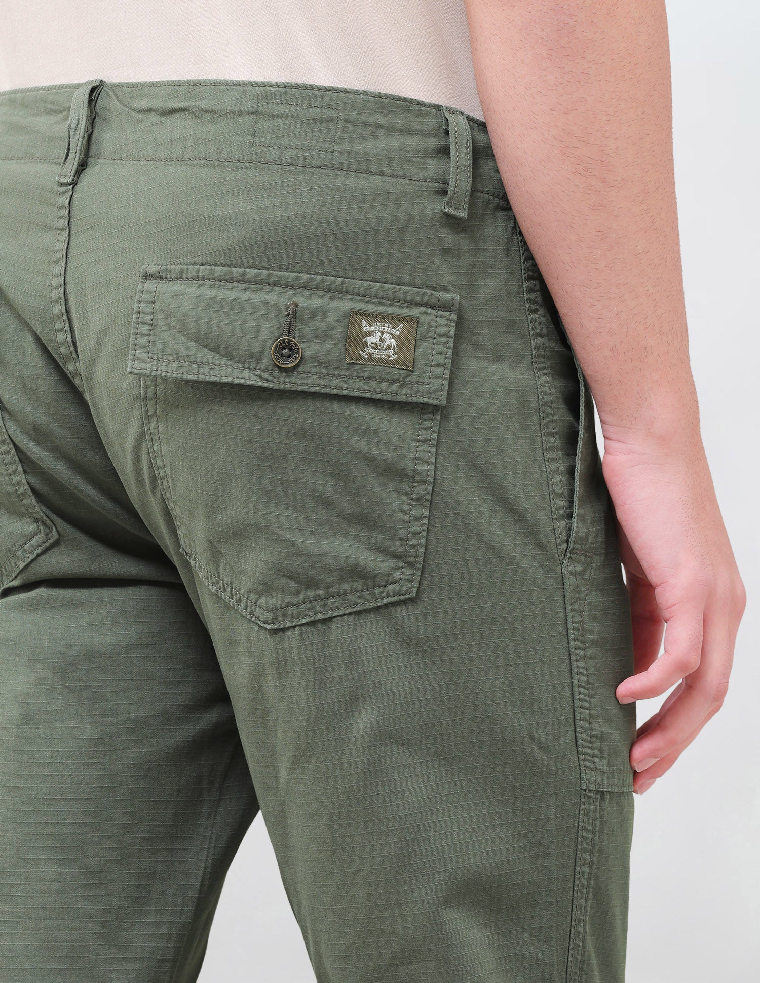 Harold Slim Straight Fit Mid Rise Trouser Olive - U.S. Polo Assn. India | Large