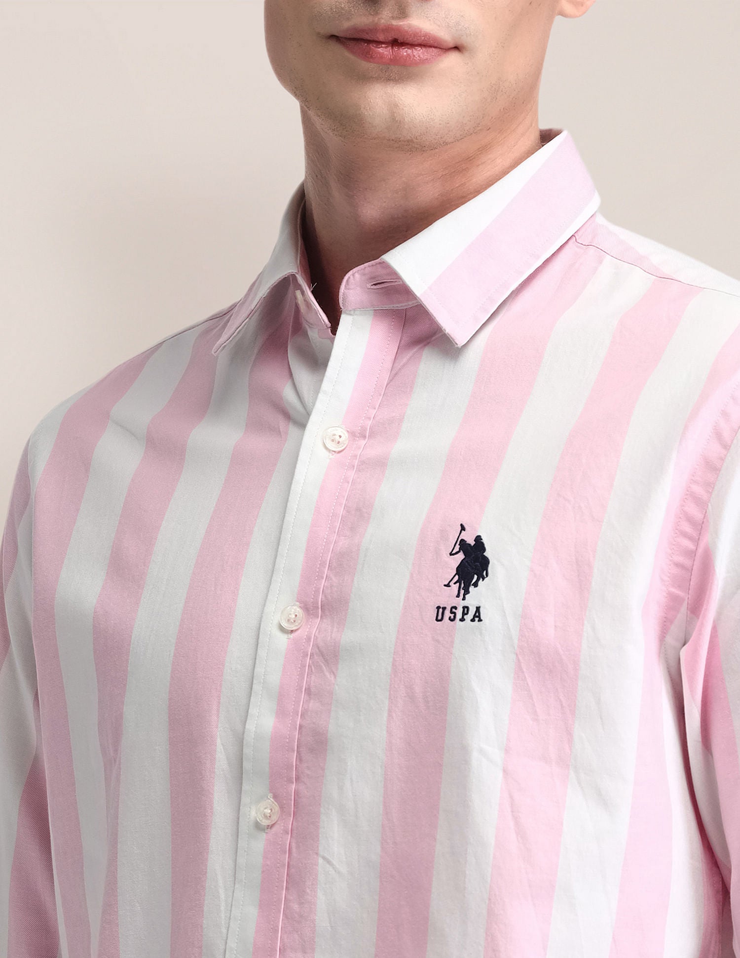 Tailored Vertical Striped Shirt Pink - U.S. POLO ASSN. | Large