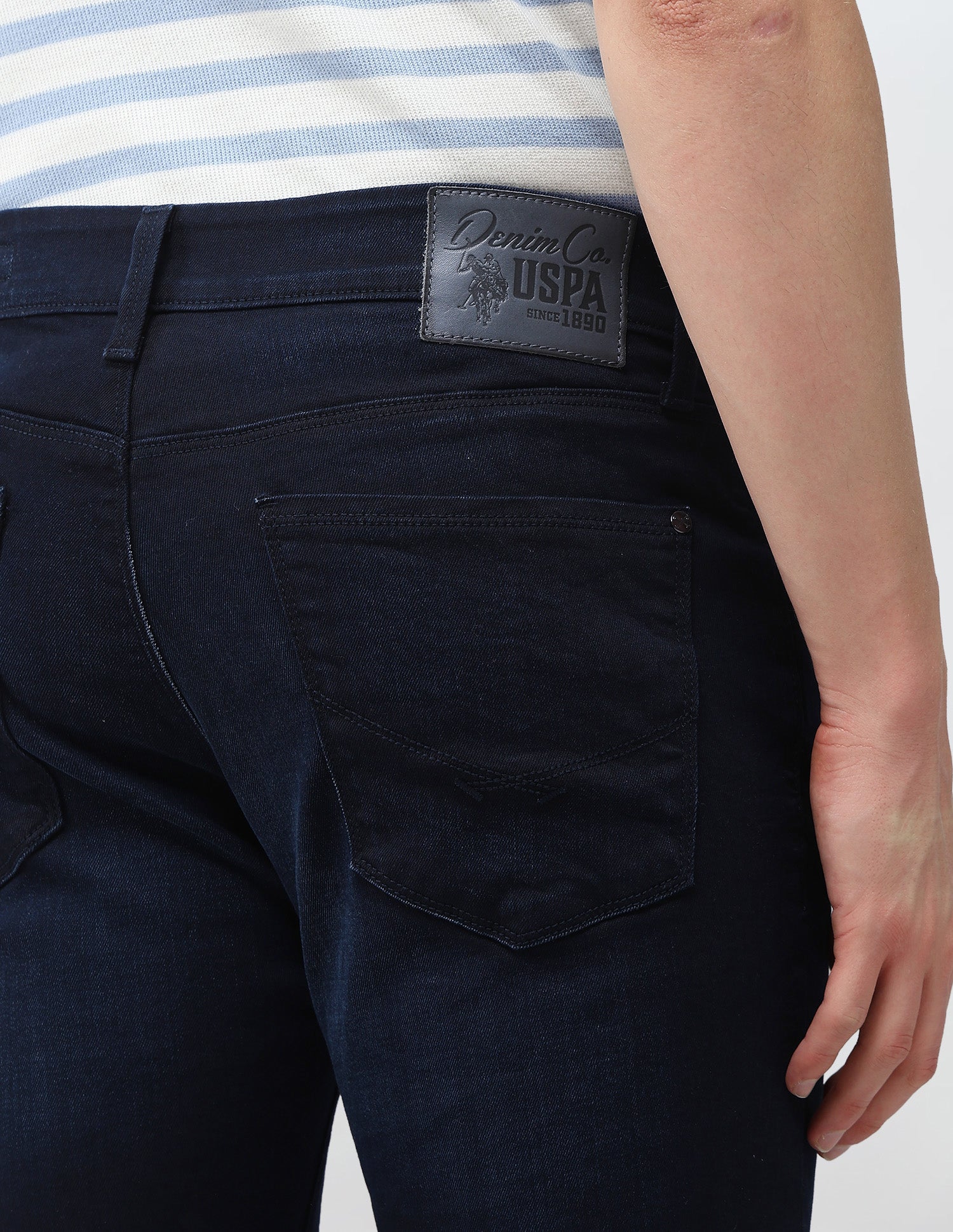 Brandon Slim Tapered Fit Blue Jeans Dark Blue - U.S. Polo Assn. India | Large
