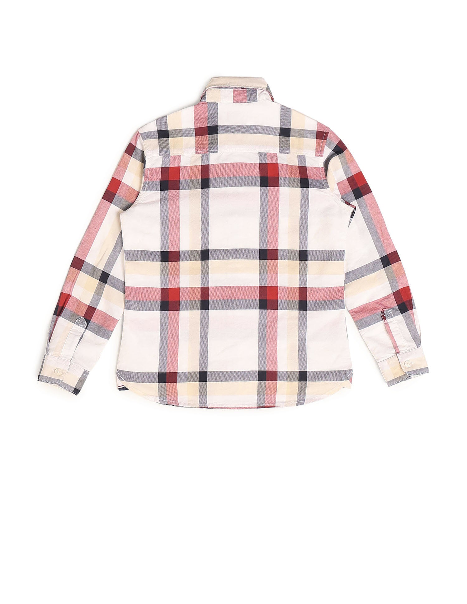 Boys Tartan Checked Oxford Shirt Beige - U.S. POLO ASSN. | Large