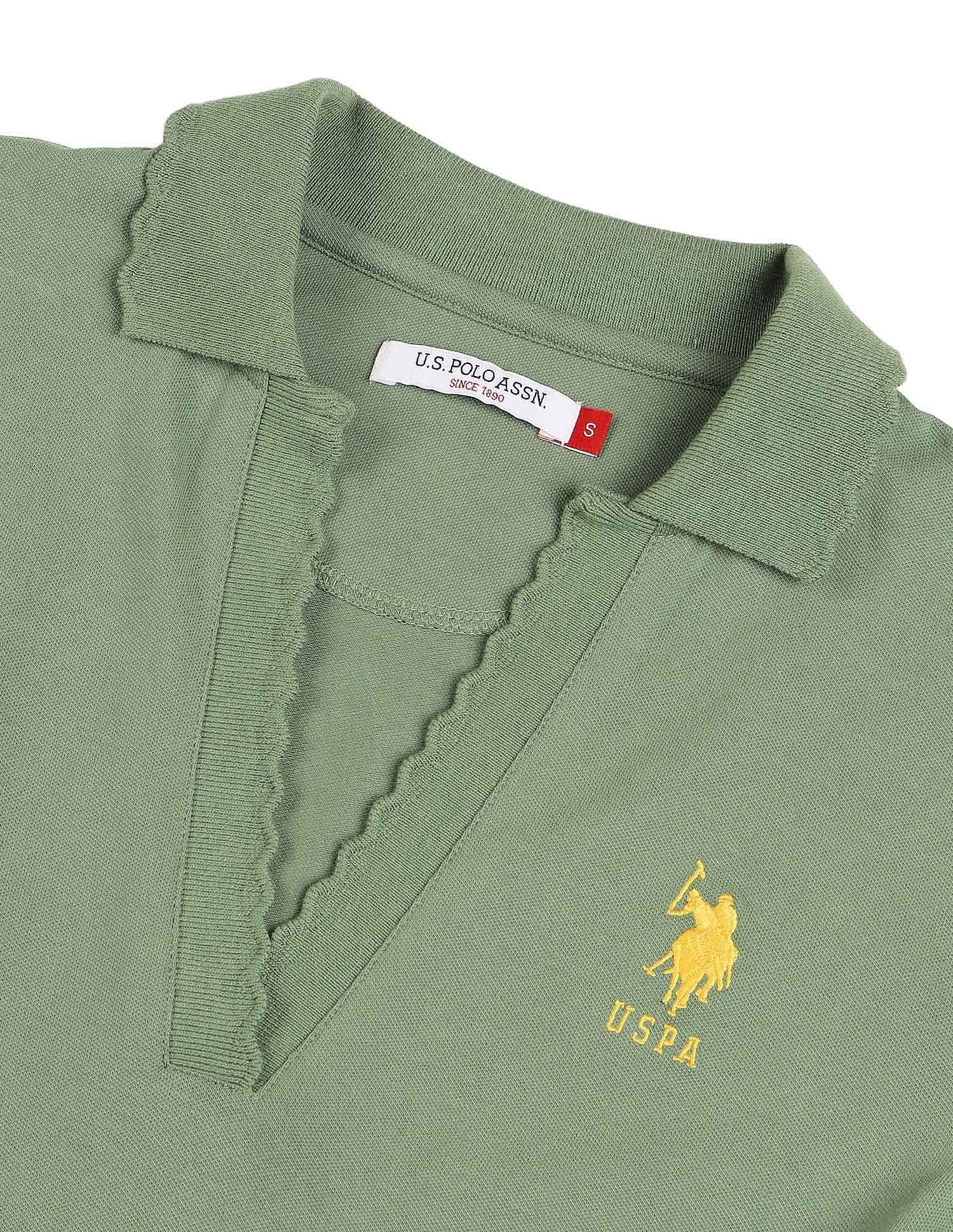 Regular Fit Solid Polo Shirt Light Olive - U.S. Polo Assn. India | Large