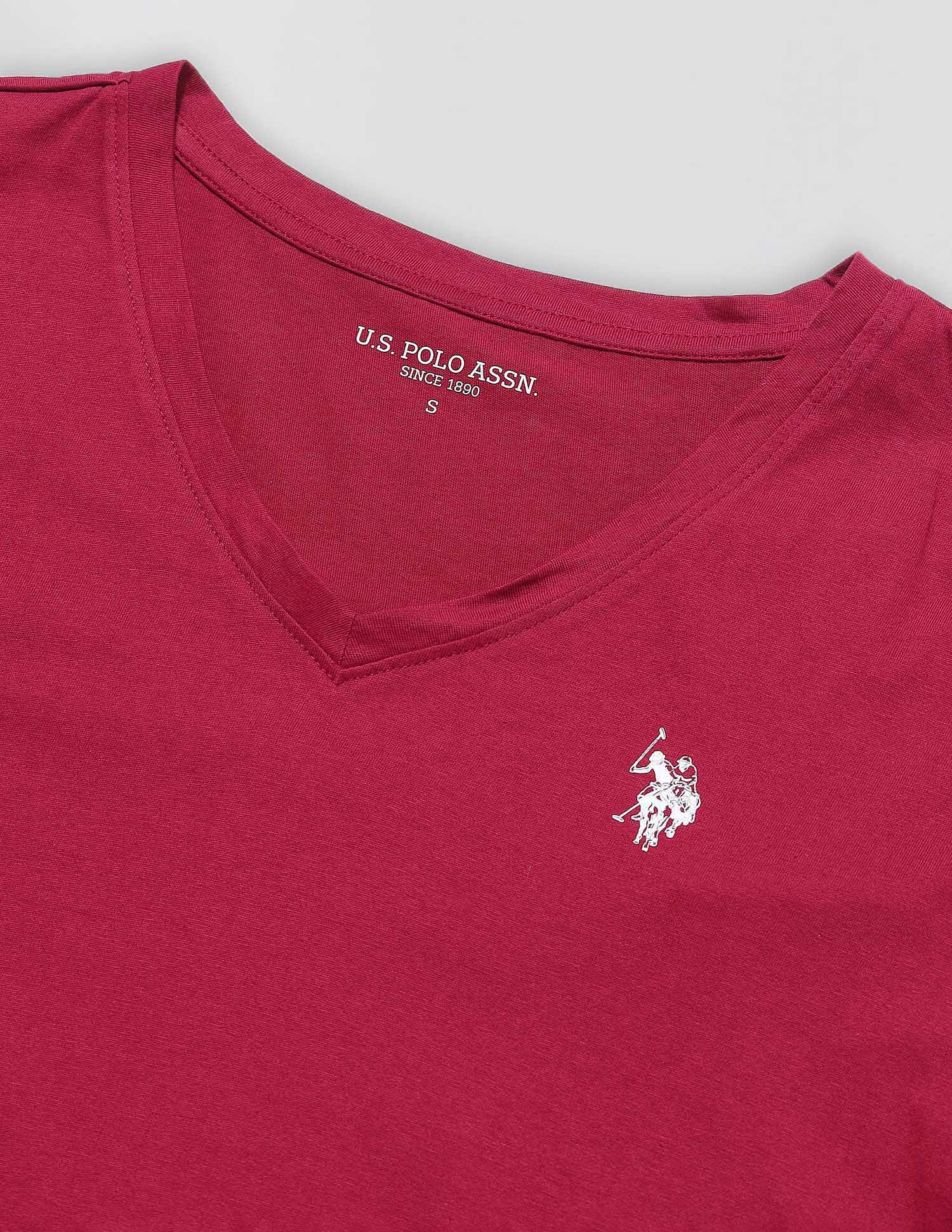 Boxy Fit Solid Lounge T-Shirt Dark Red - U.S. POLO ASSN. | Large