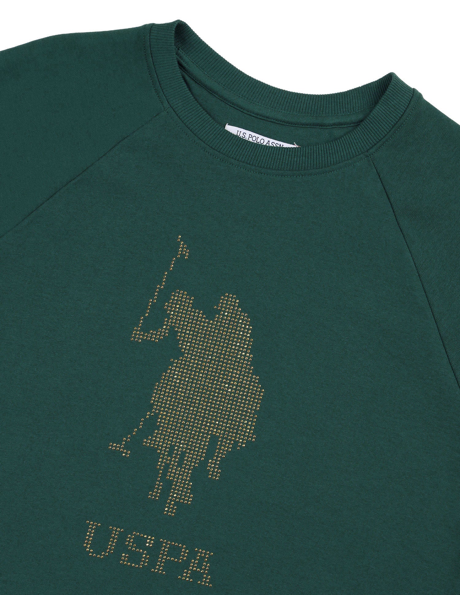 Brand Embellished Regular Fit Sweatshirt Dark Green - U.S. Polo Assn. India | Large