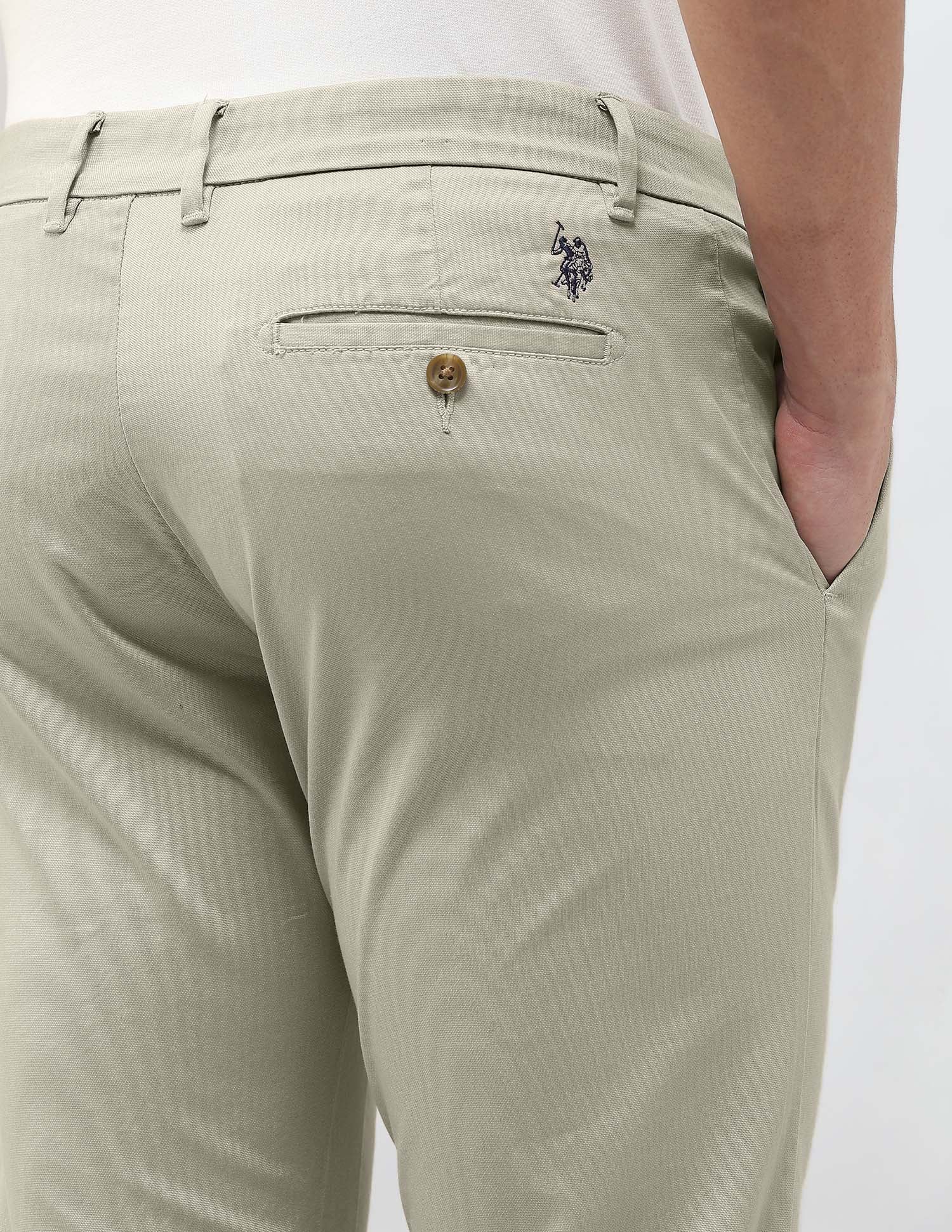 Austin Slim Fit Dobby Trousers Khaki - U.S. Polo Assn. India | Large