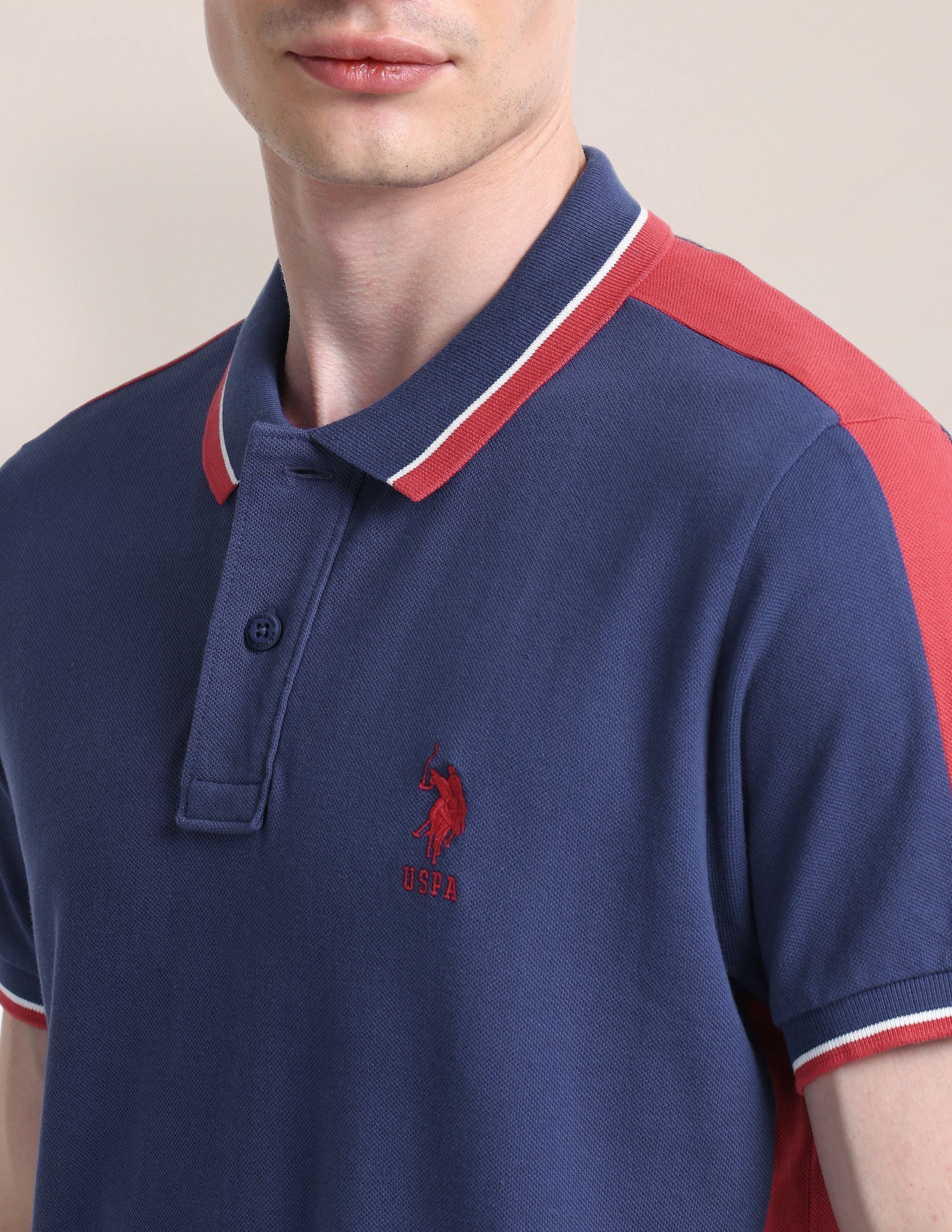Colour Blocked Slim Fit Polo Shirt Blue - U.S. POLO ASSN. | Large