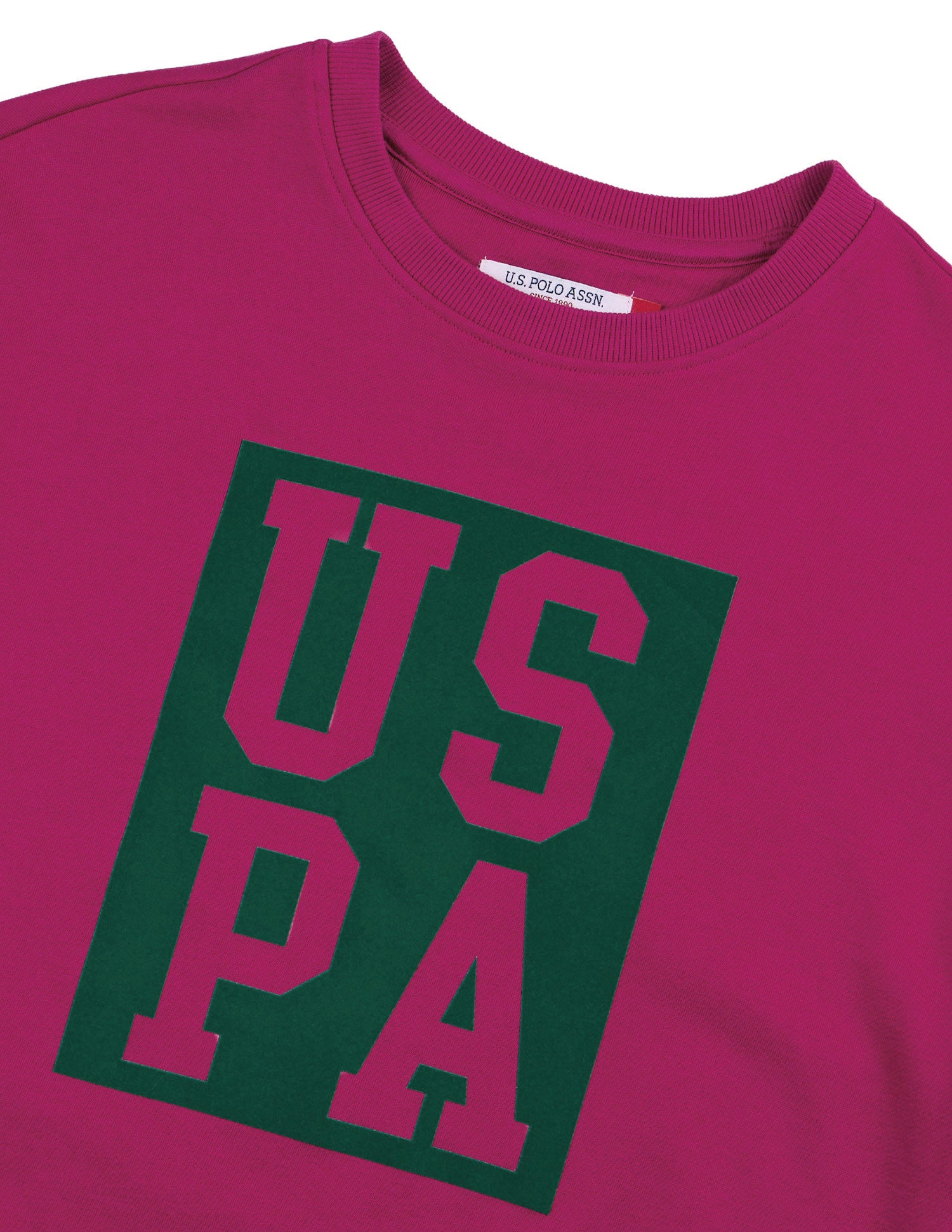Brand Printed Relaxed Fit Sweatshirt Magenta - U.S. Polo Assn. India | Large