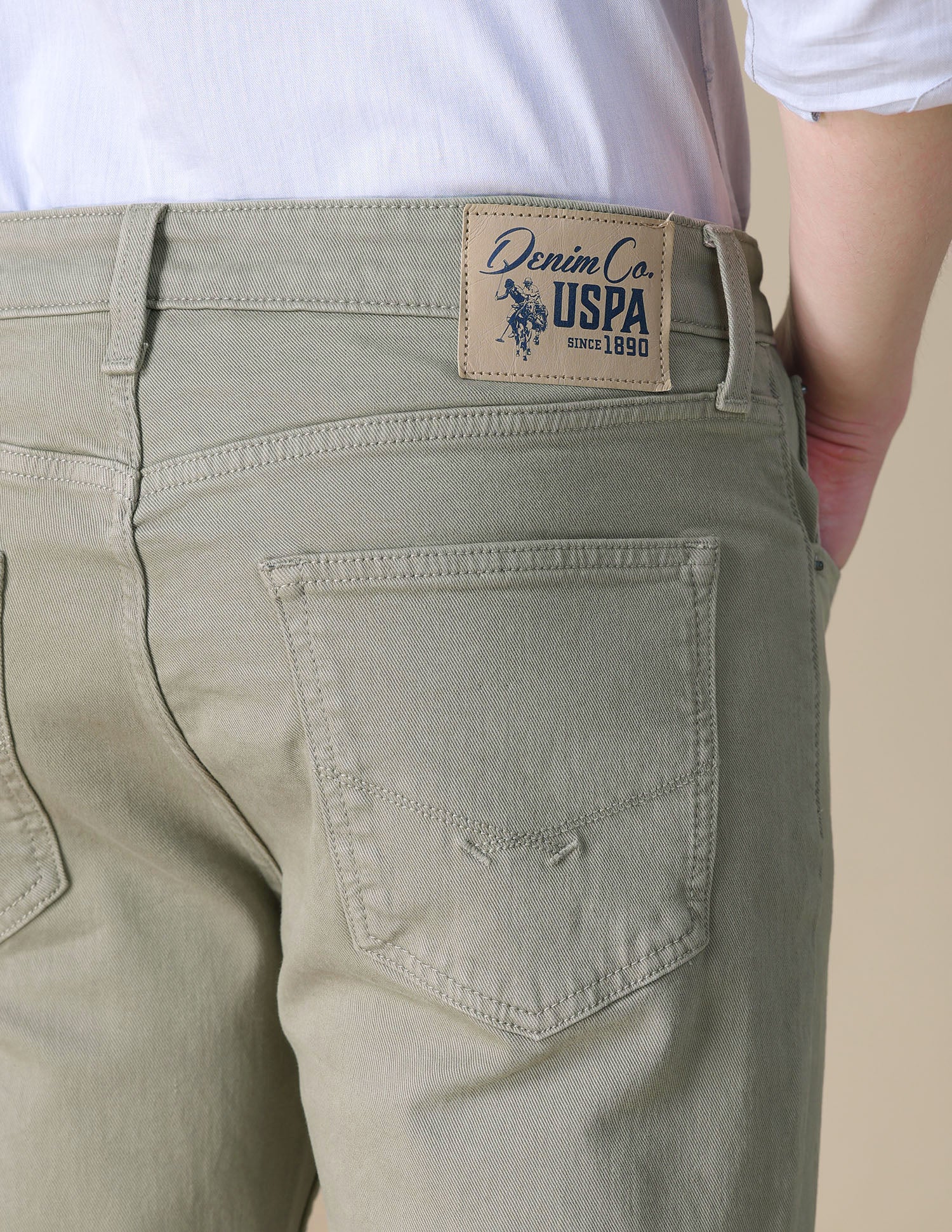 Harold Slim Straight Fit Green Jeans Light Olive - U.S. POLO ASSN. | Large