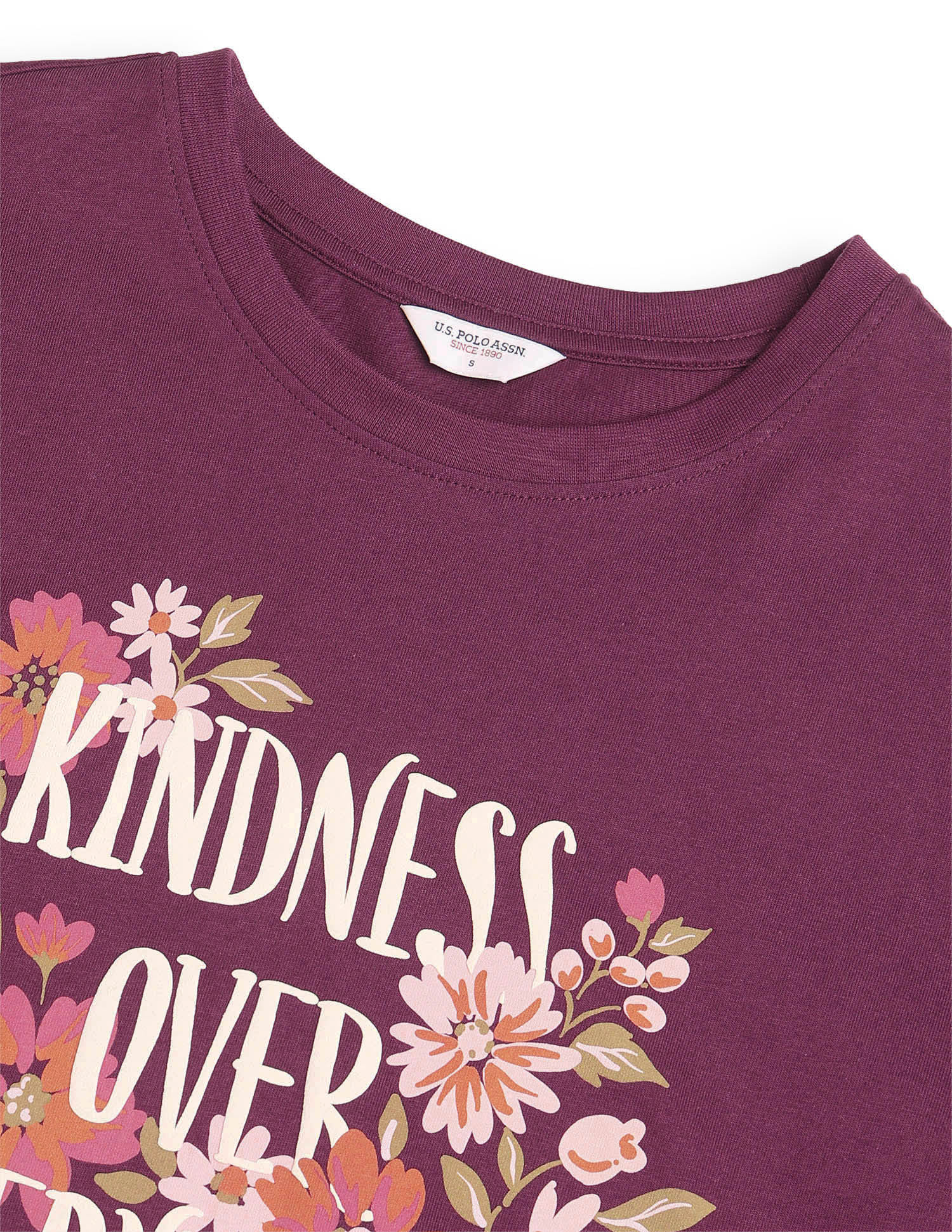 Boxy Fit Floral Printed T-Shirt Purple - U.S. Polo Assn. India | Large