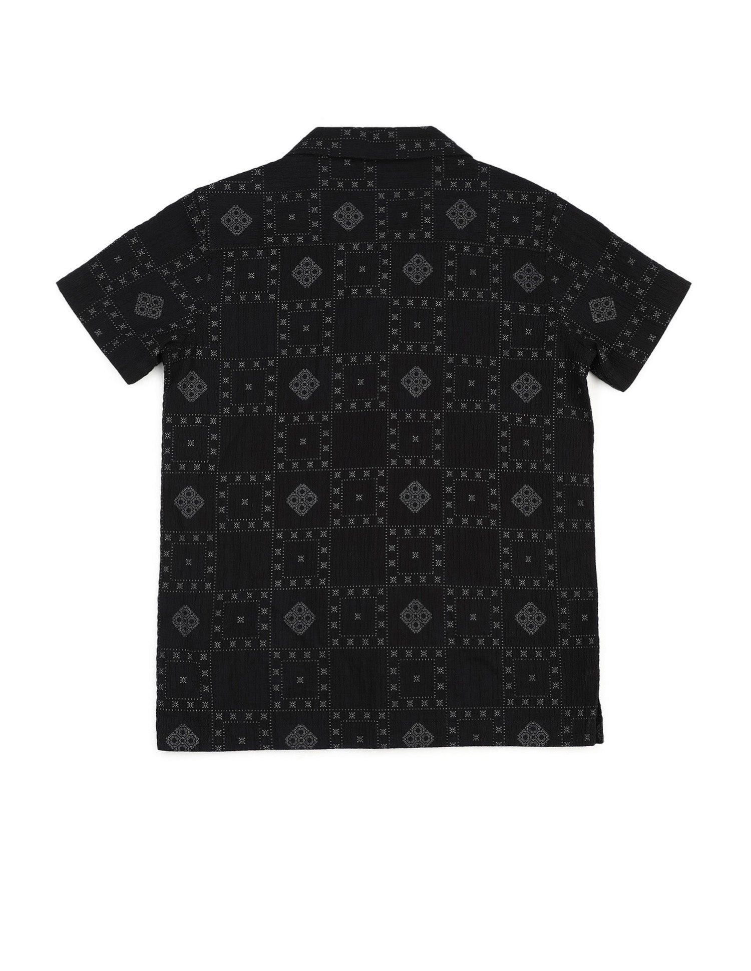 Boys Geometric Printed Cuban Shirt Black - U.S. POLO ASSN. | Large