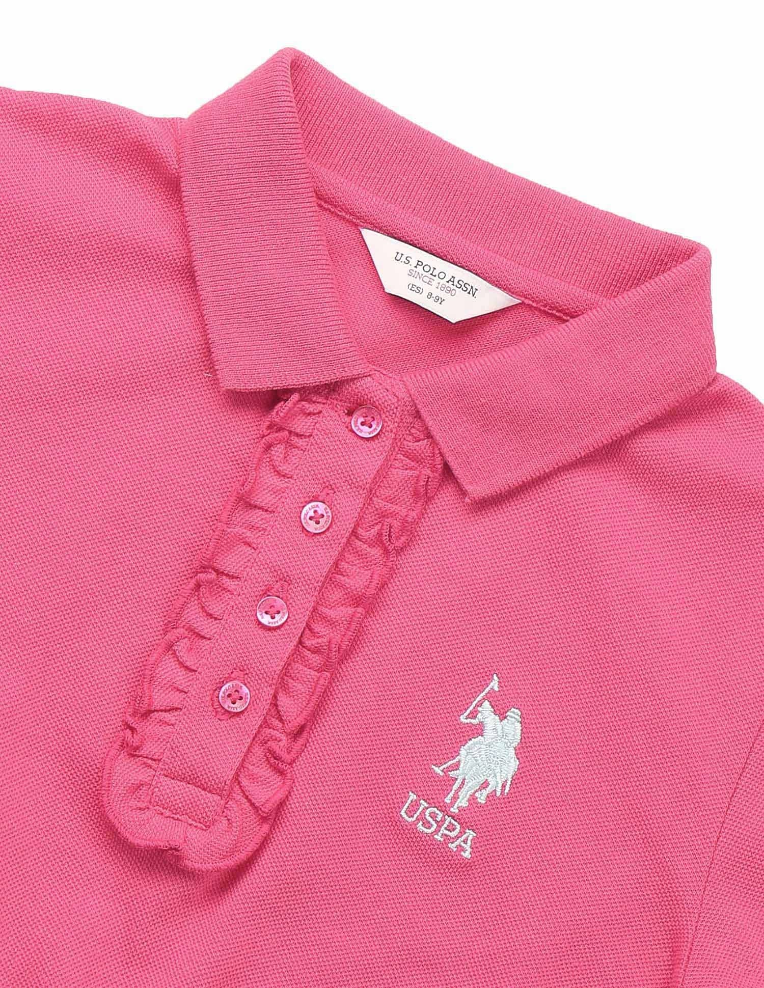 Girls Cinched Waist Polo Dress Dark Pink - U.S. POLO ASSN. | Large