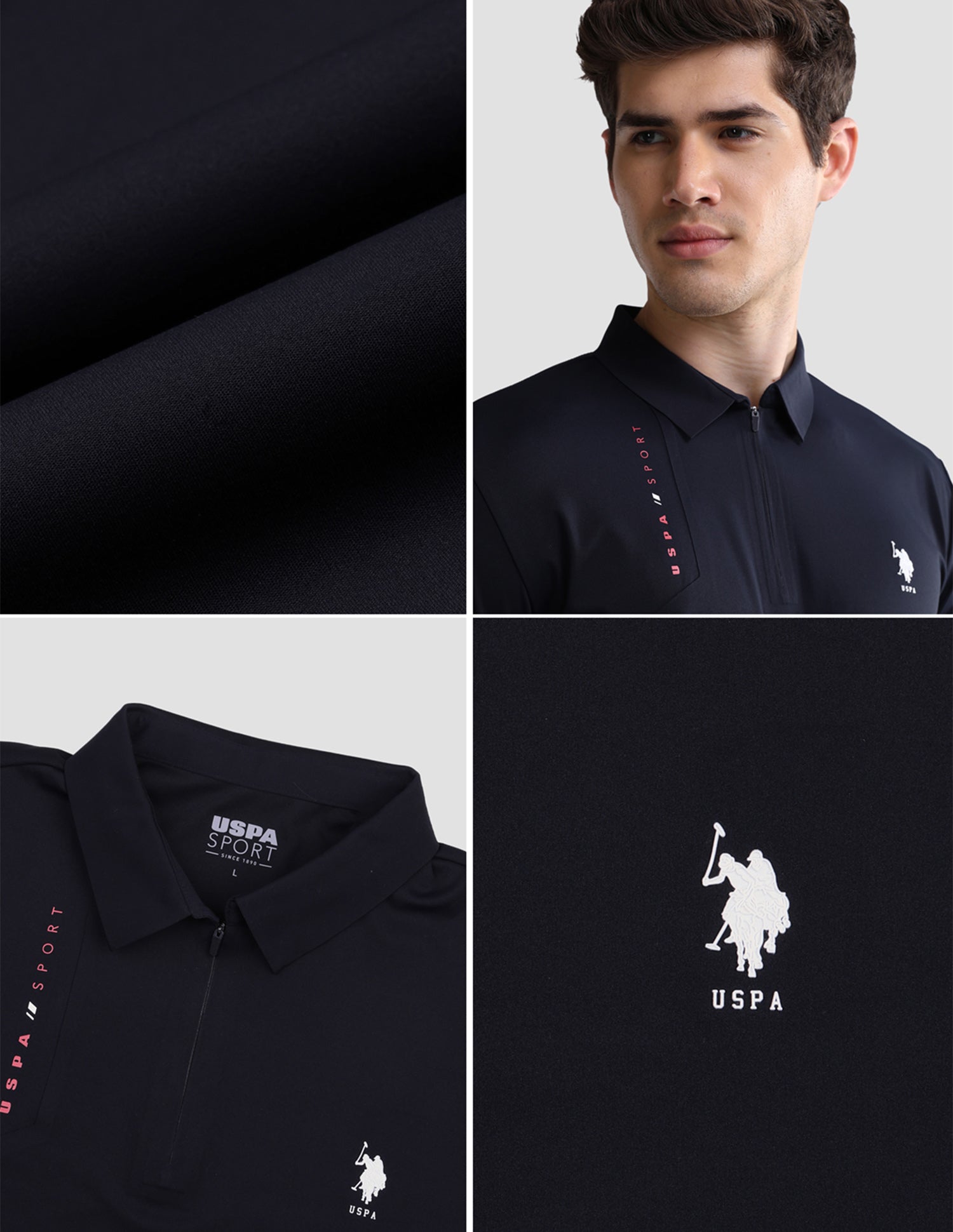 Solid Slim Fit Active Polo Shirt Navy - U.S. Polo Assn. India | Large
