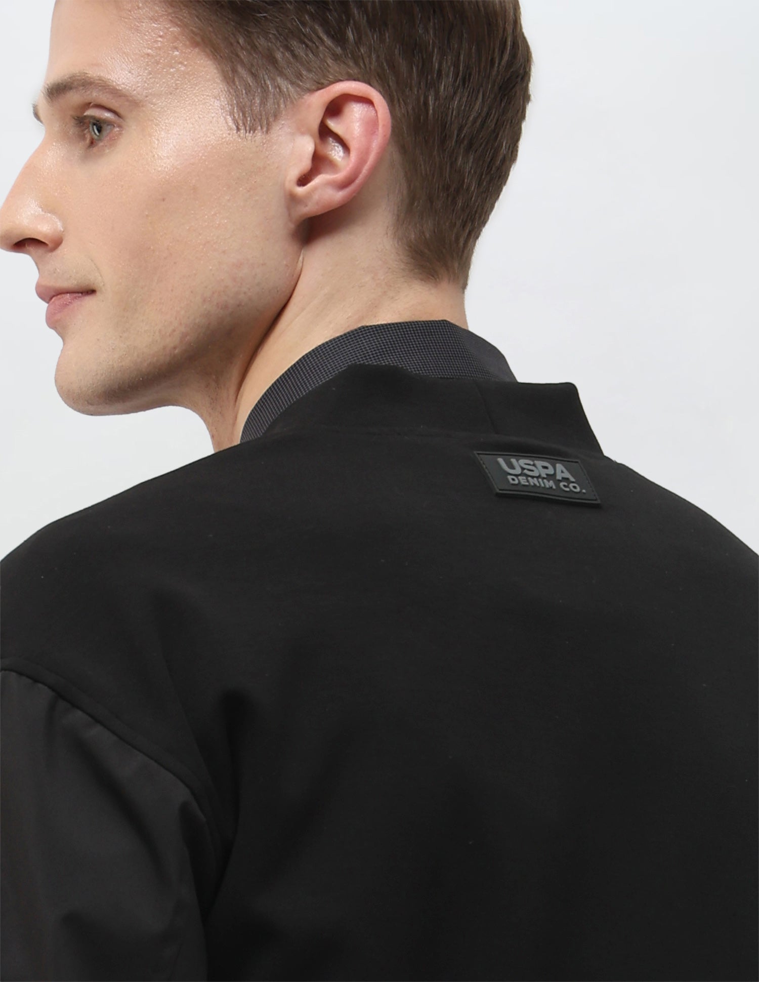 Solid Regular Fit Bomber Jacket Black - U.S. Polo Assn. India | Large