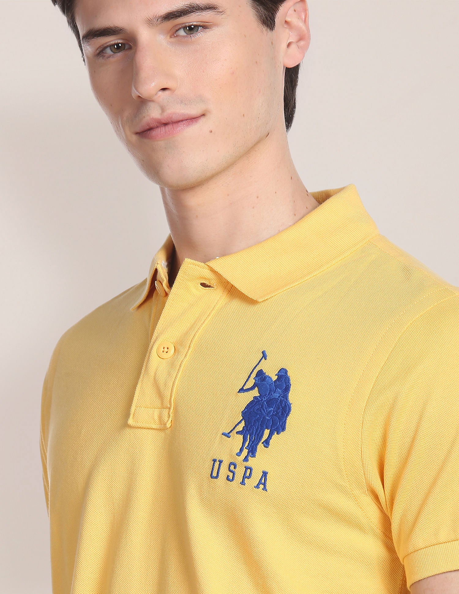 Compact Cotton Logo Polo Shirt Yellow - U.S. Polo Assn. India | Large
