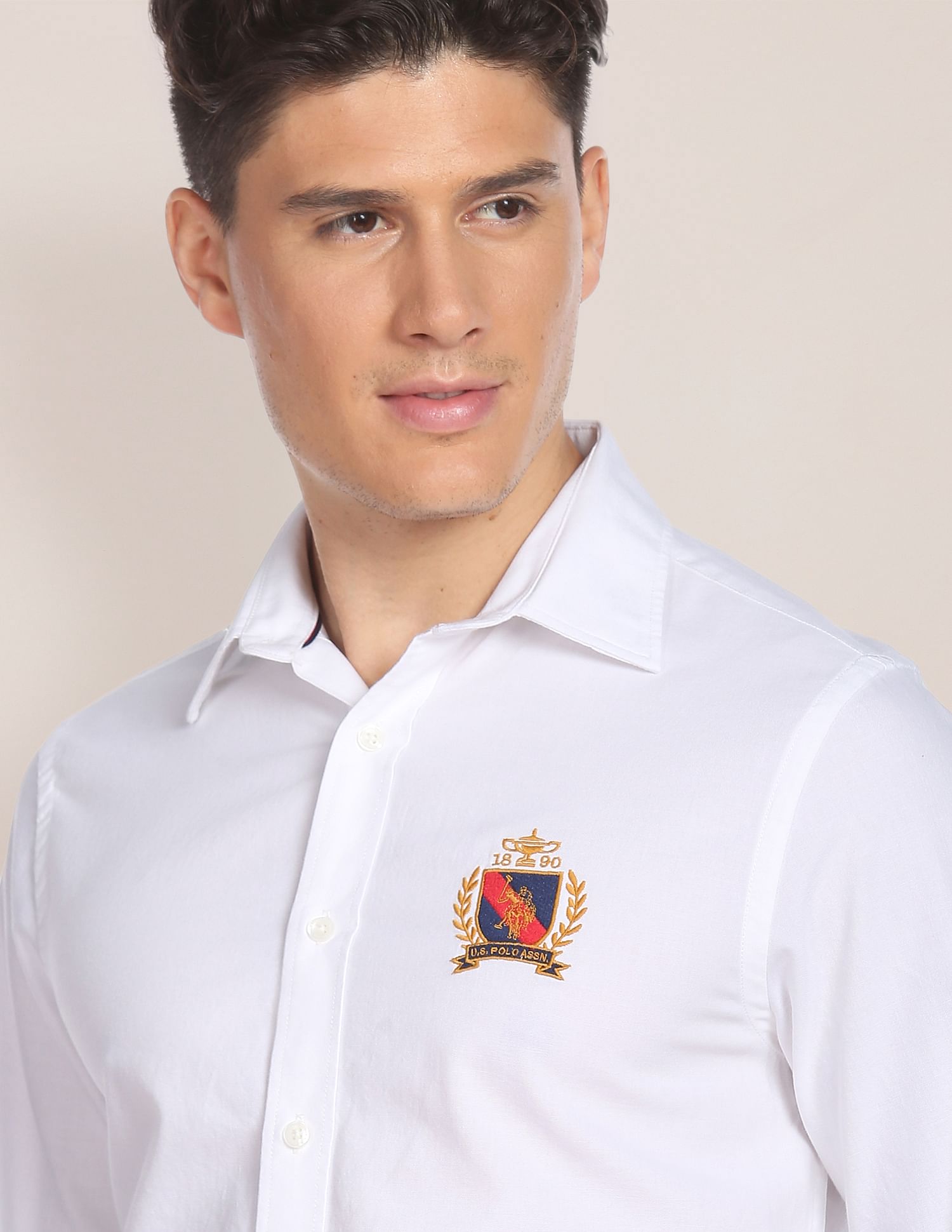 Cotton Oxford Solid Shirt White - U.S. Polo Assn. India | Large