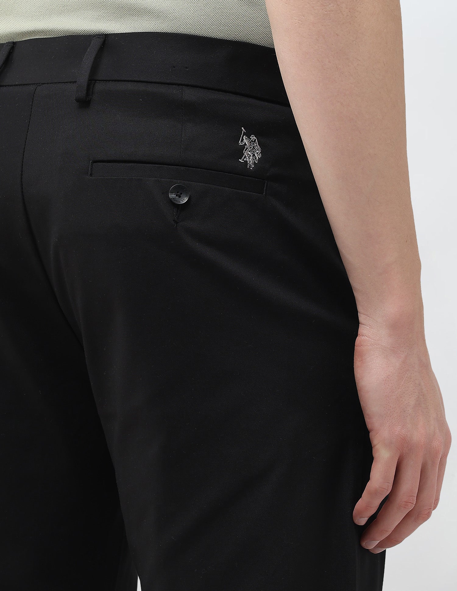 Riley Straight Fit Twill Trousers Black - U.S. Polo Assn. India | Large