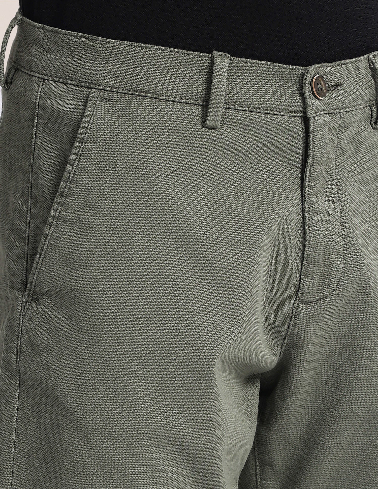 Slim Straight Fit Dobby Shorts Olive - U.S. Polo Assn. India | Large