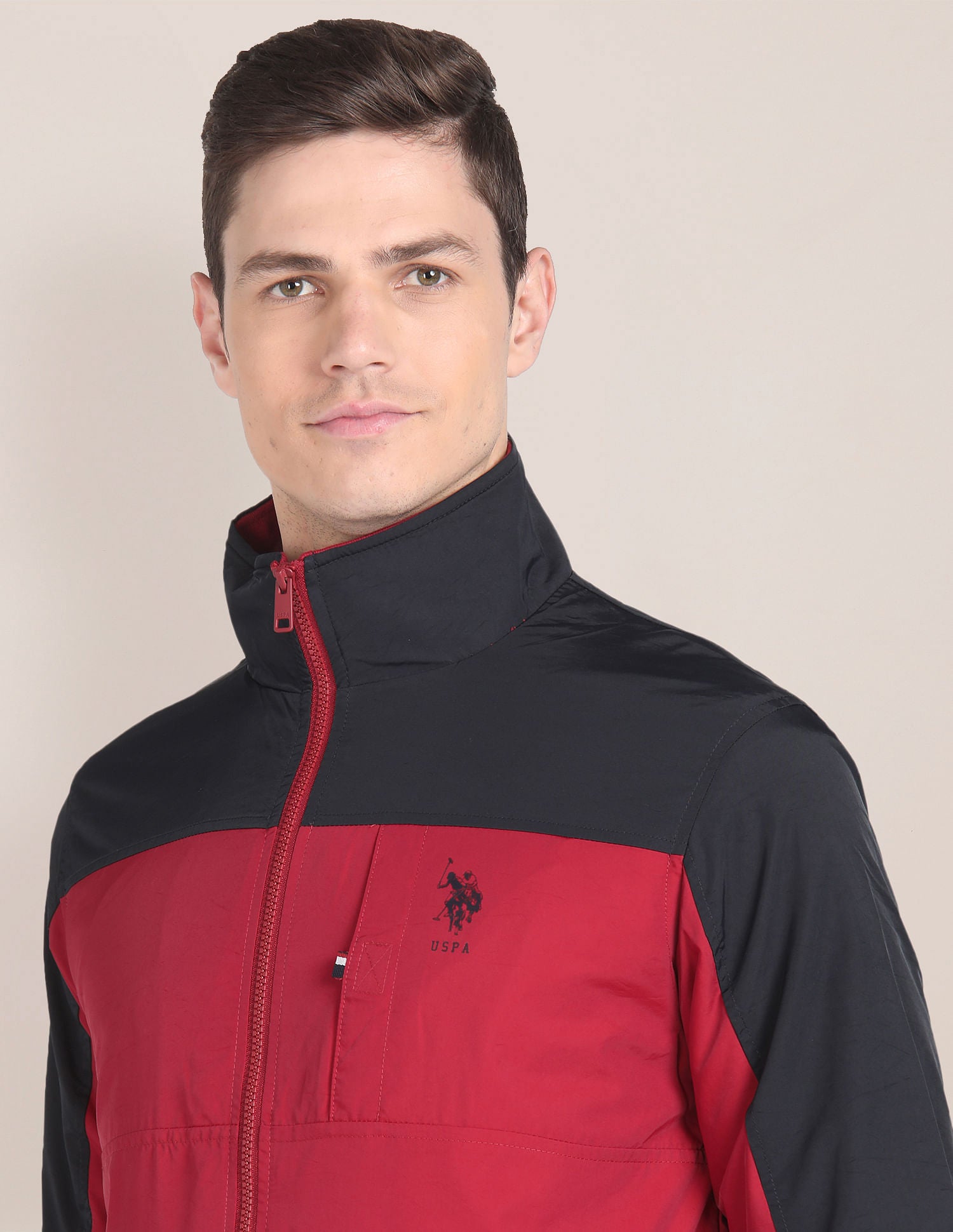 Colour Block Windcheater Jacket Red - U.S. Polo Assn. India | Large