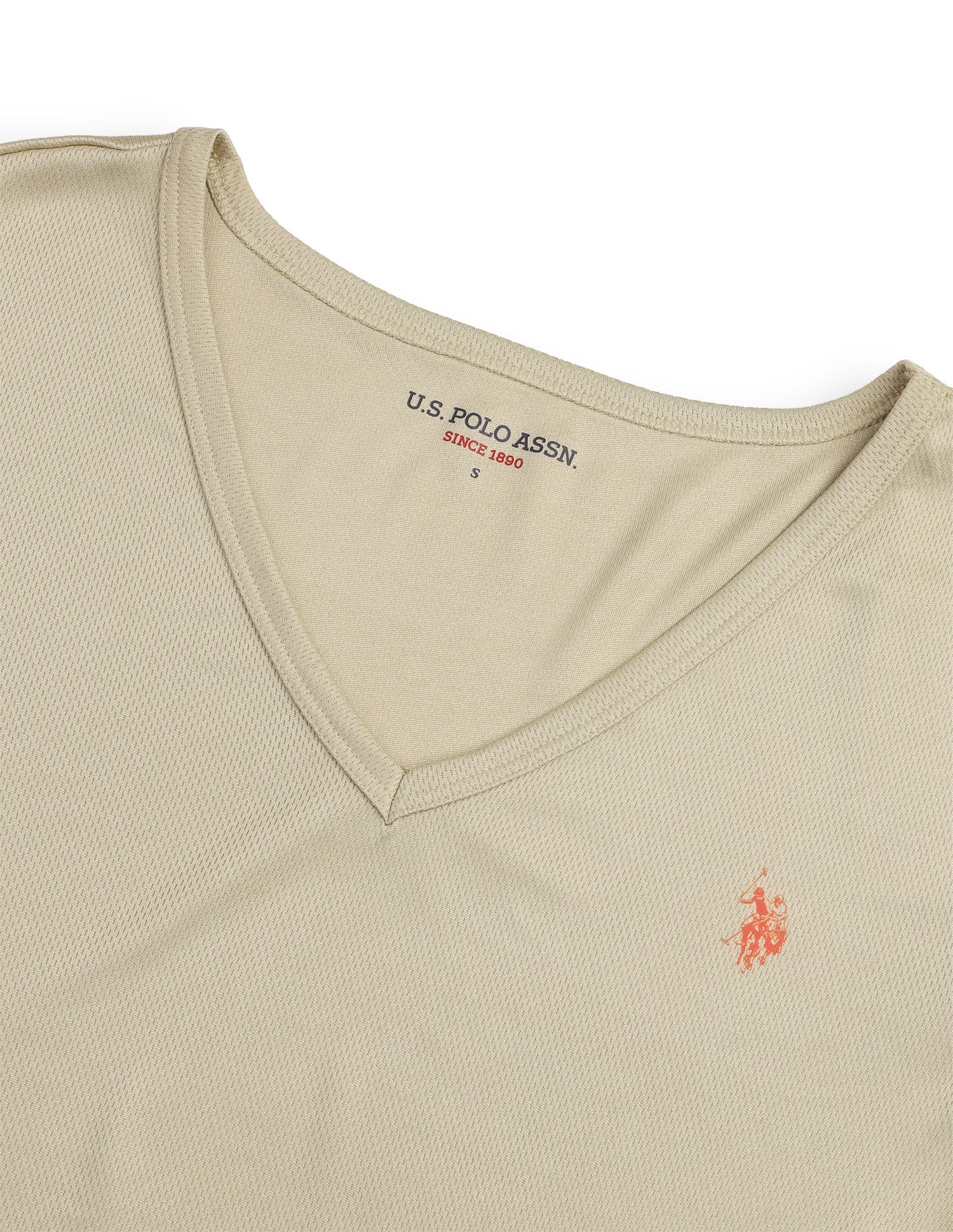 Solid Fitted T-Shirt Beige - U.S. Polo Assn. India | Large