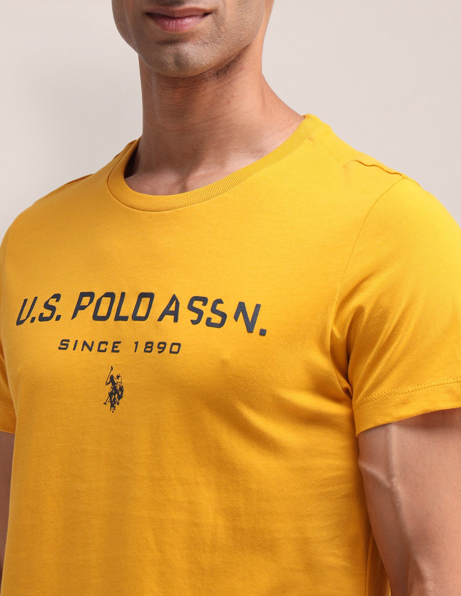 Brand Printed Slim Fit T-Shirt Mustard - U.S. Polo Assn. India | Large