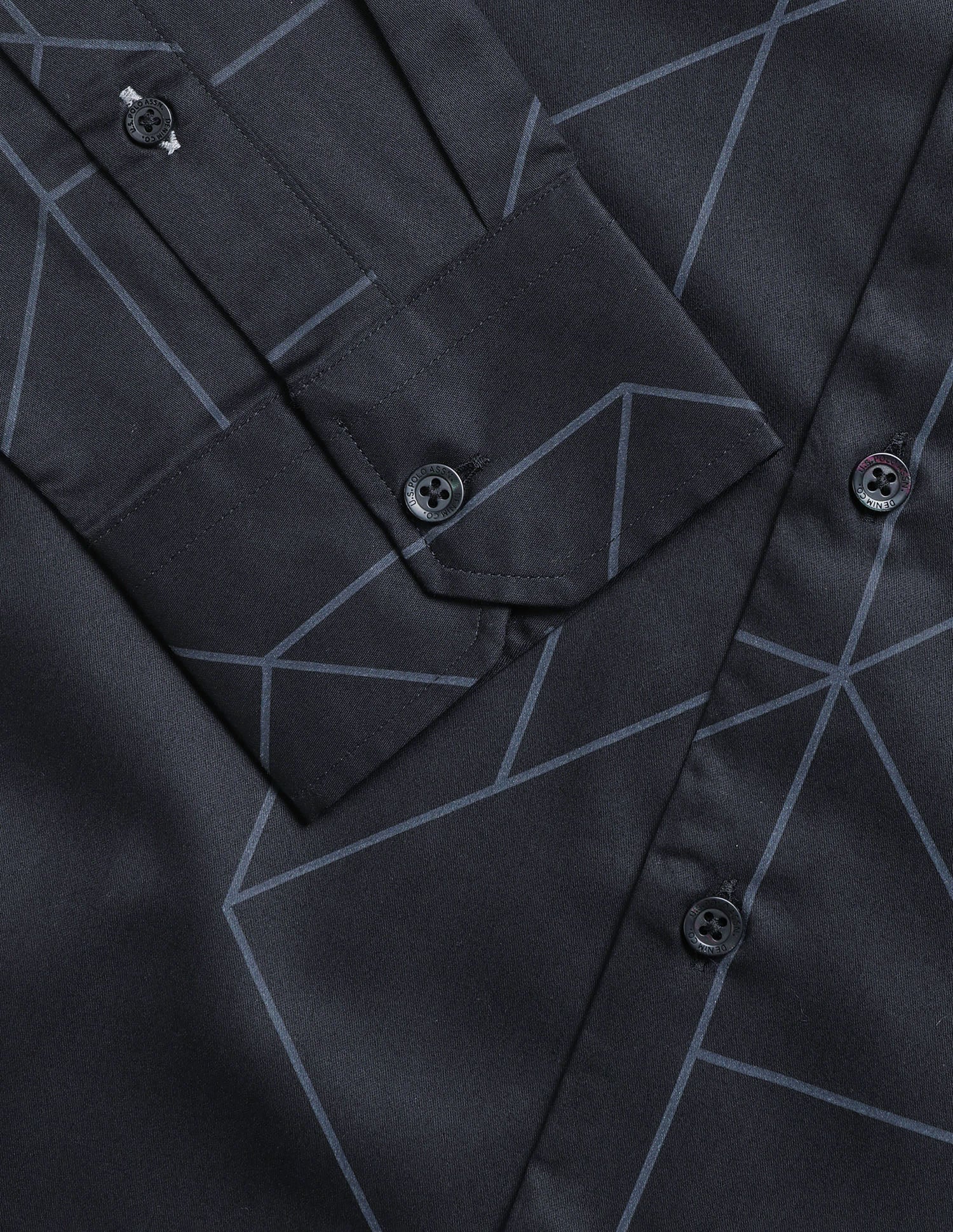 Geometric Printed Satin Shirt Black - U.S. Polo Assn. India | Large