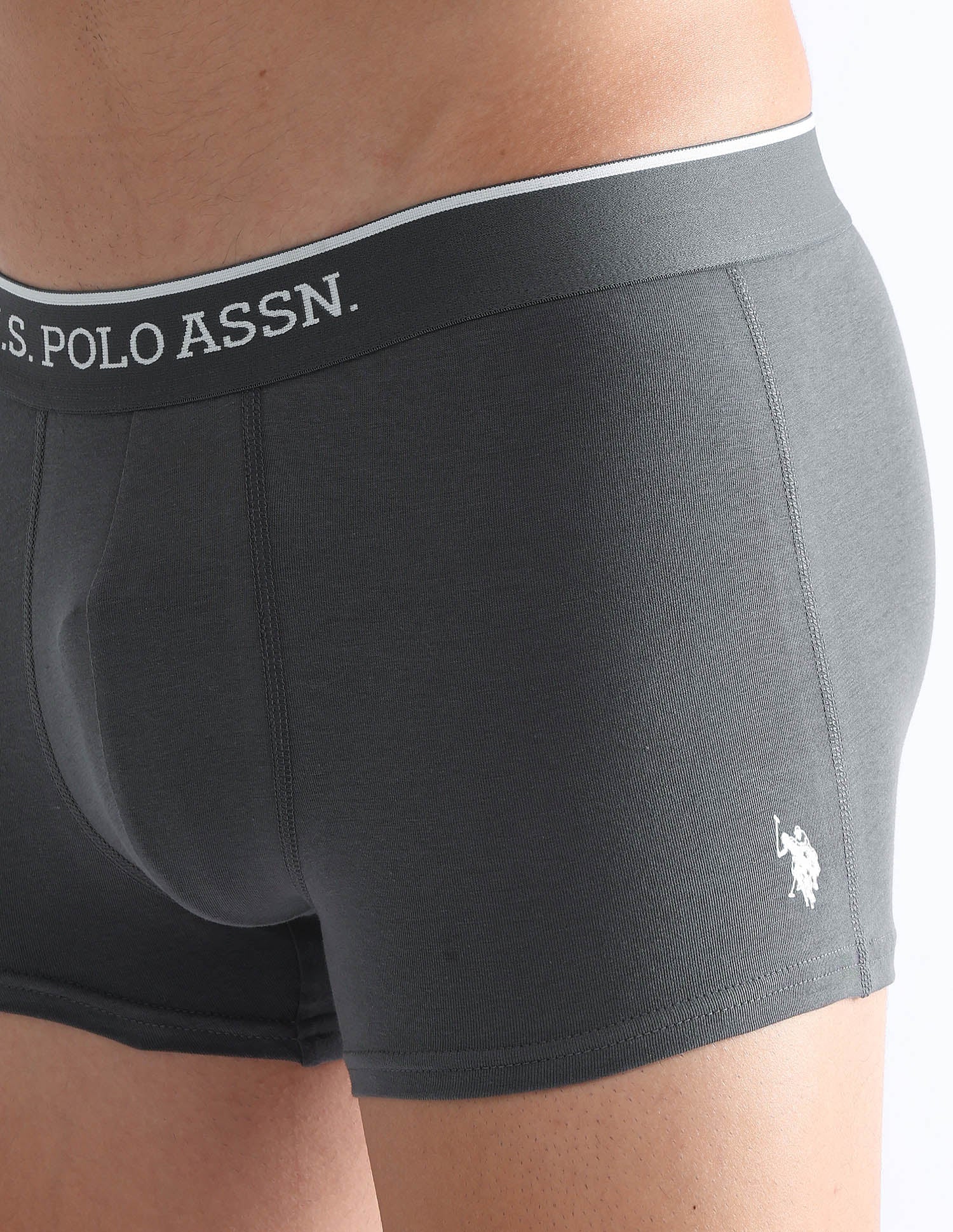 Antibacterial Solid ET004 Trunks - Pack Of 2 Iron Gate and Black - U.S. POLO ASSN. | Large