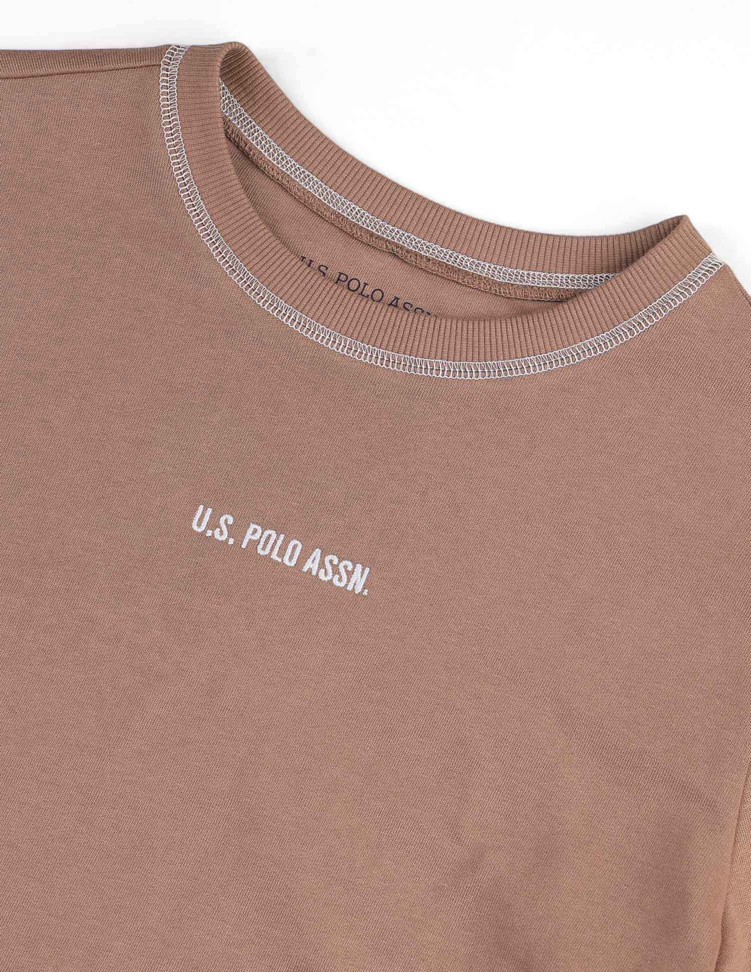Brand Embroidered Sweatshirt Light Brown - U.S. POLO ASSN. | Large