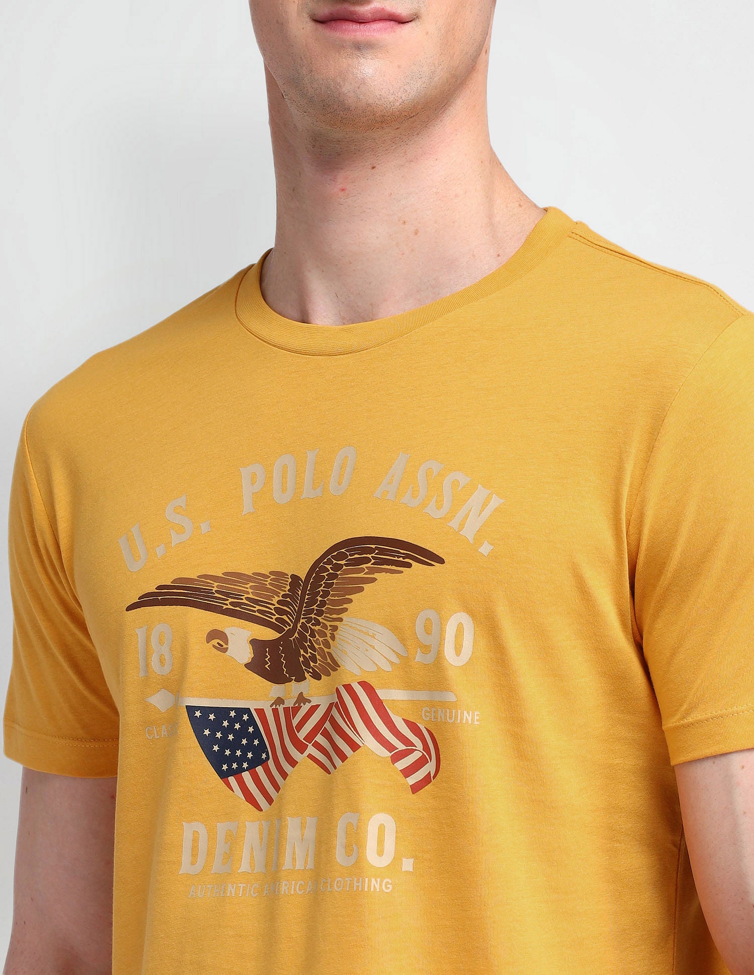 Round Neck Graphic Print T-Shirt Appricot - U.S. Polo Assn. India | Large