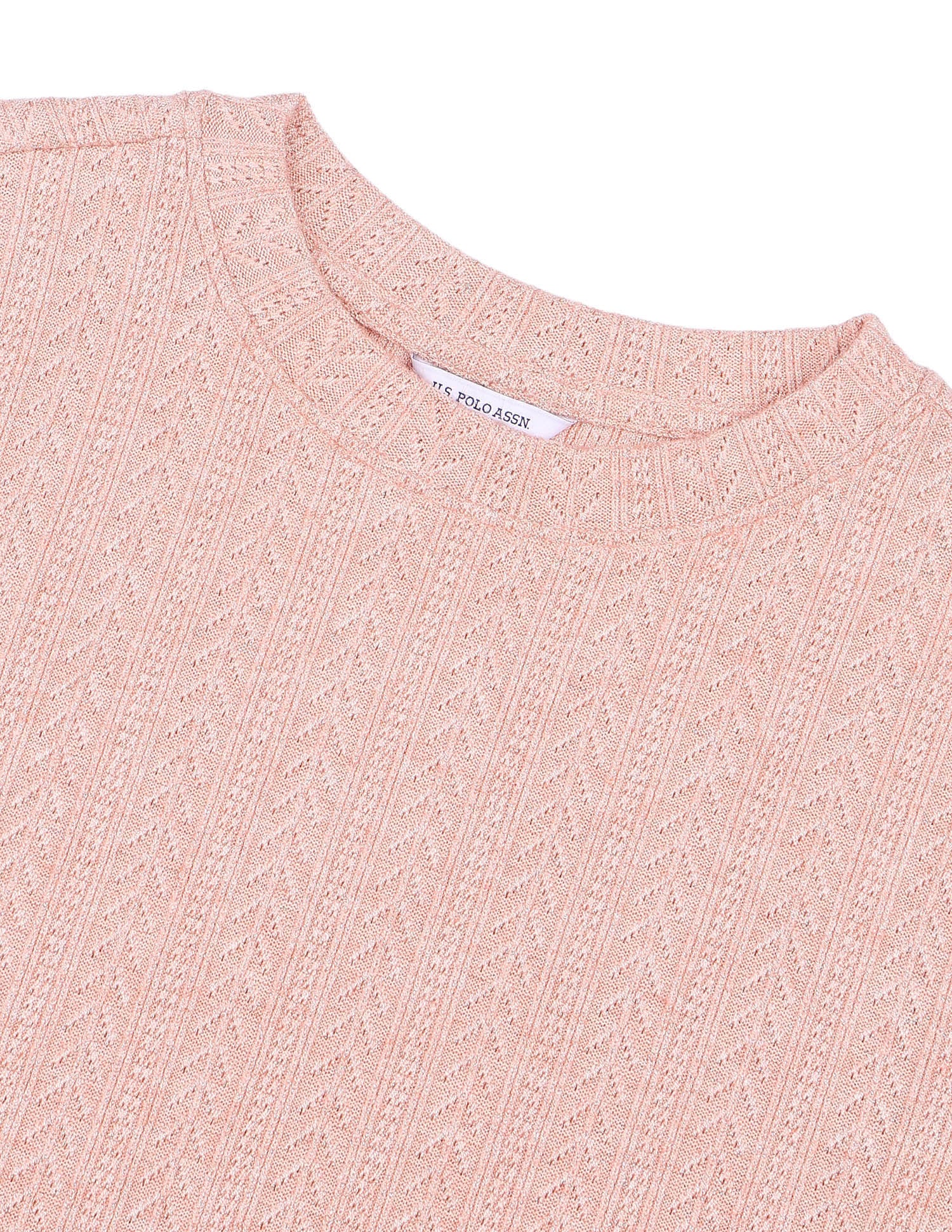 Patterned Knit Fitted Top Light Pink - U.S. Polo Assn. India | Large