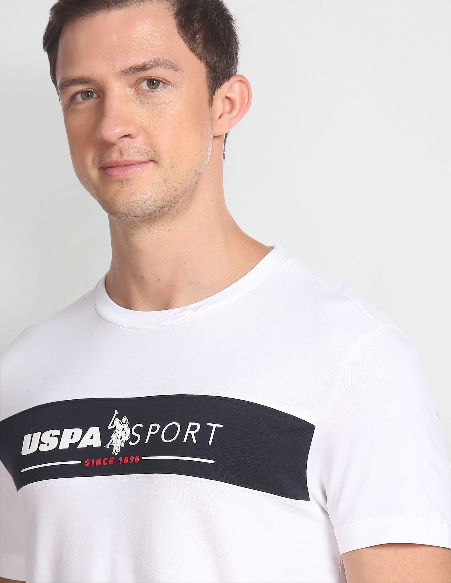 Crew Neck Brand Print T-Shirt White - U.S. POLO ASSN. | Large