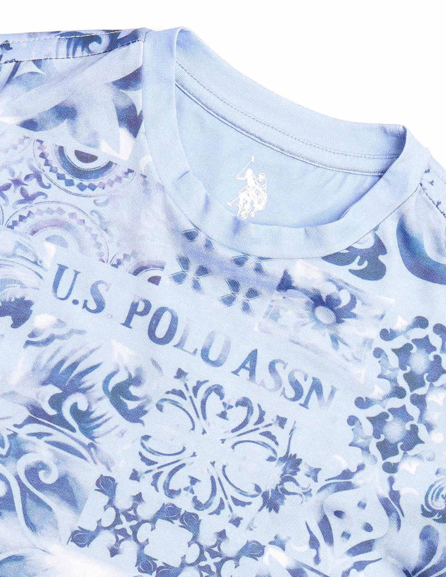 Boys Regular Fit All-Over Printed T-Shirt Blue - U.S. POLO ASSN. | Large