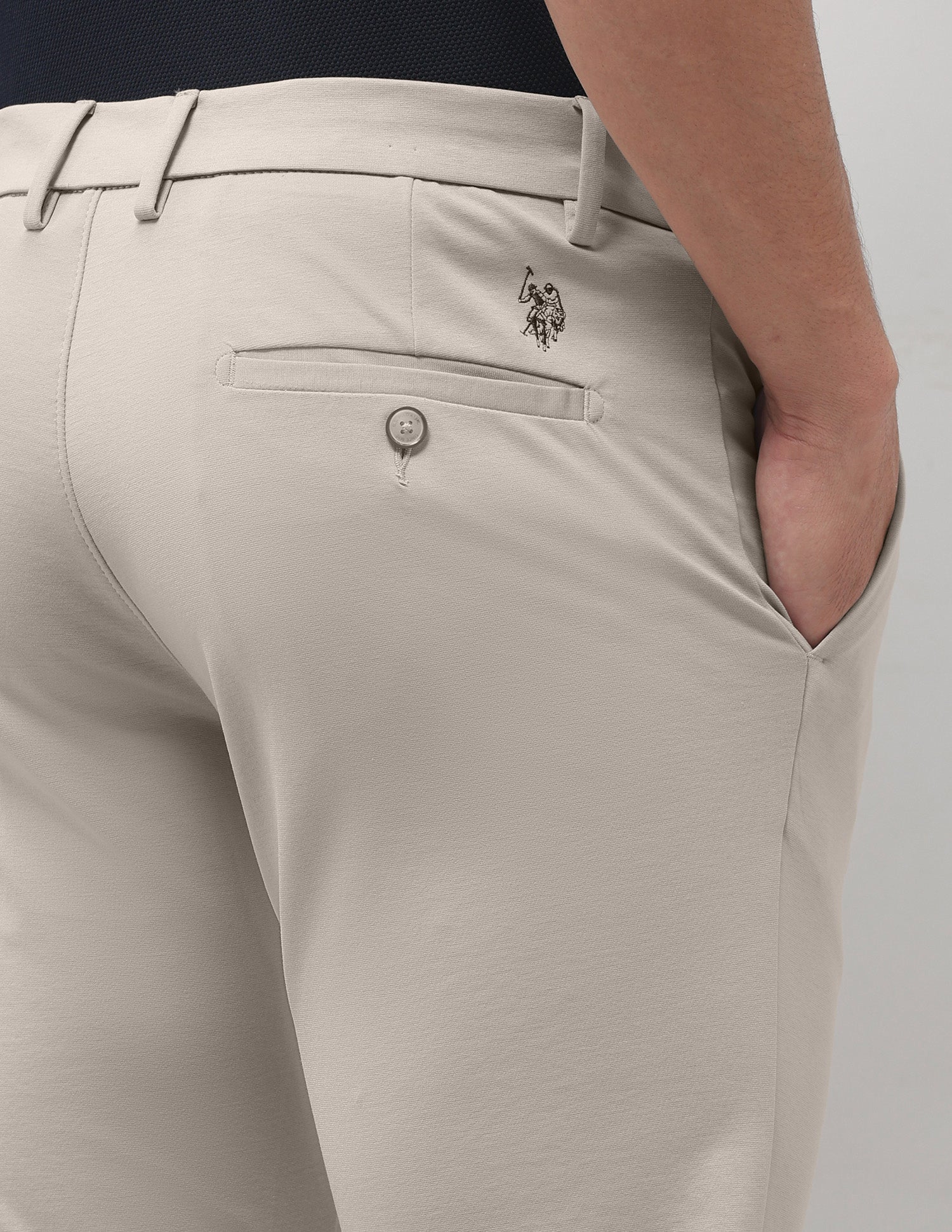 Denver Slim Fit Mid Rise Trousers Stone - U.S. Polo Assn. India | Large