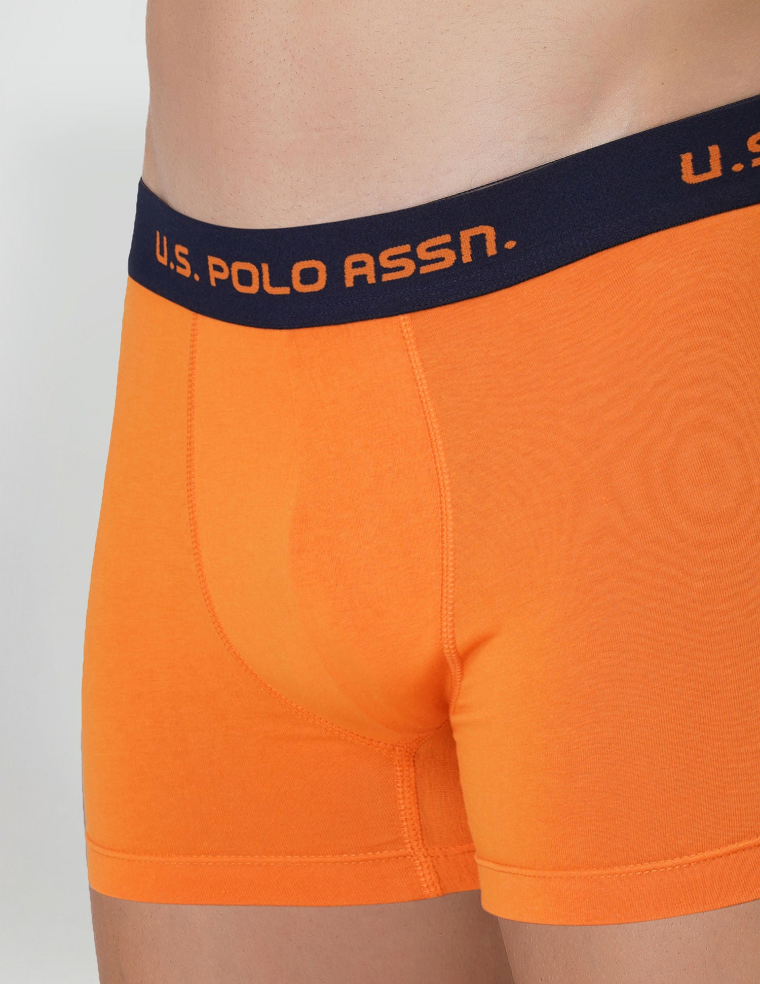 Brushed Elastic Cotton Stretch IYAK Trunks - Pack Of 2 Blue and Orange - U.S. POLO ASSN. | Large