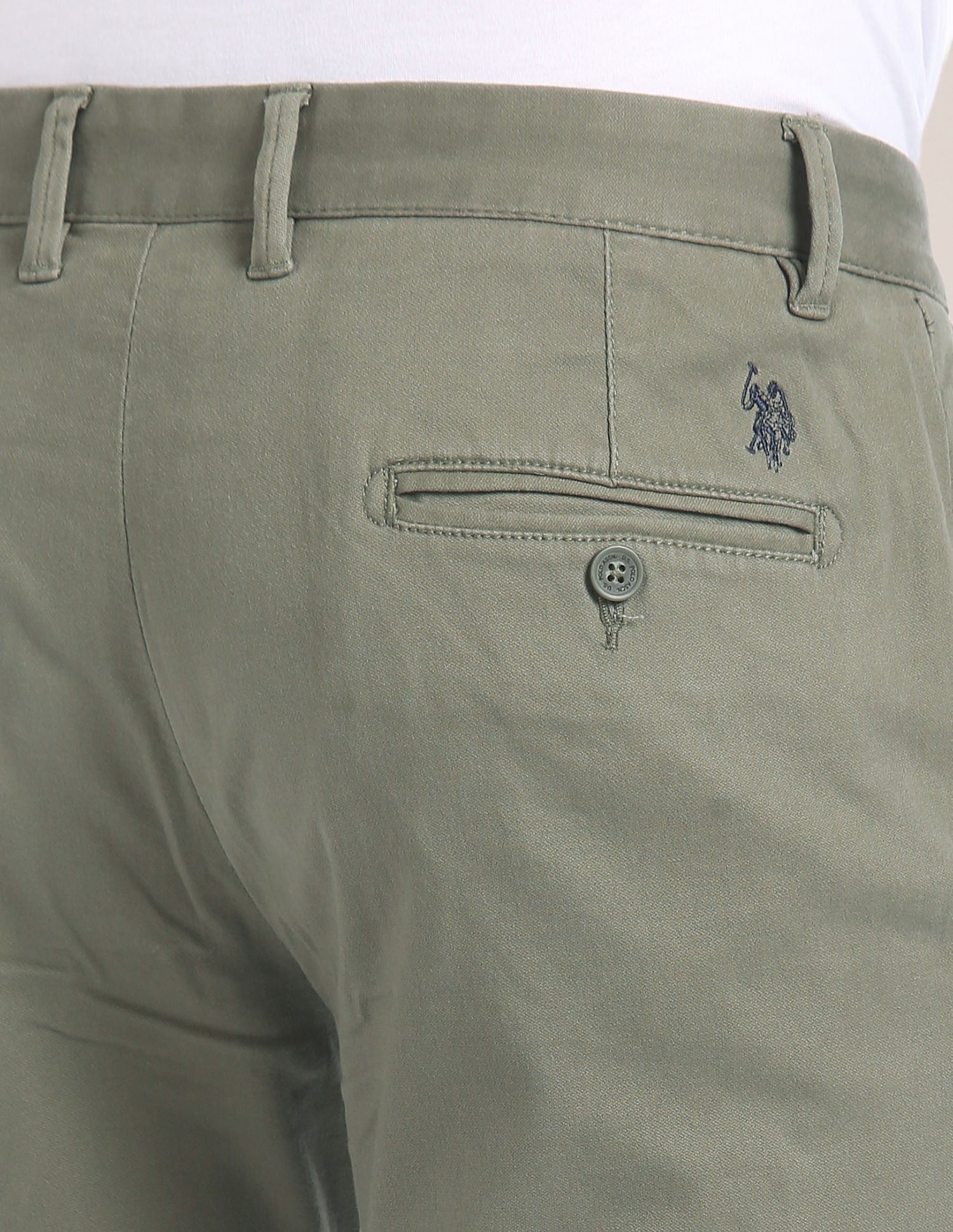 Austin Trim Regular Fit Structured Chinos Olive - U.S. Polo Assn. India | Large