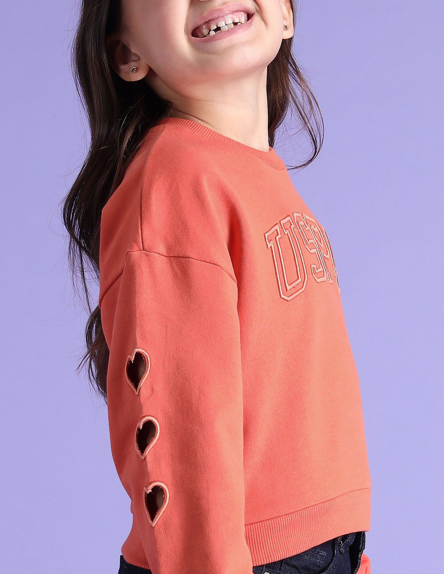 Girls Appliqued Regular Fit Sweatshirt Red - U.S. POLO ASSN. | Large