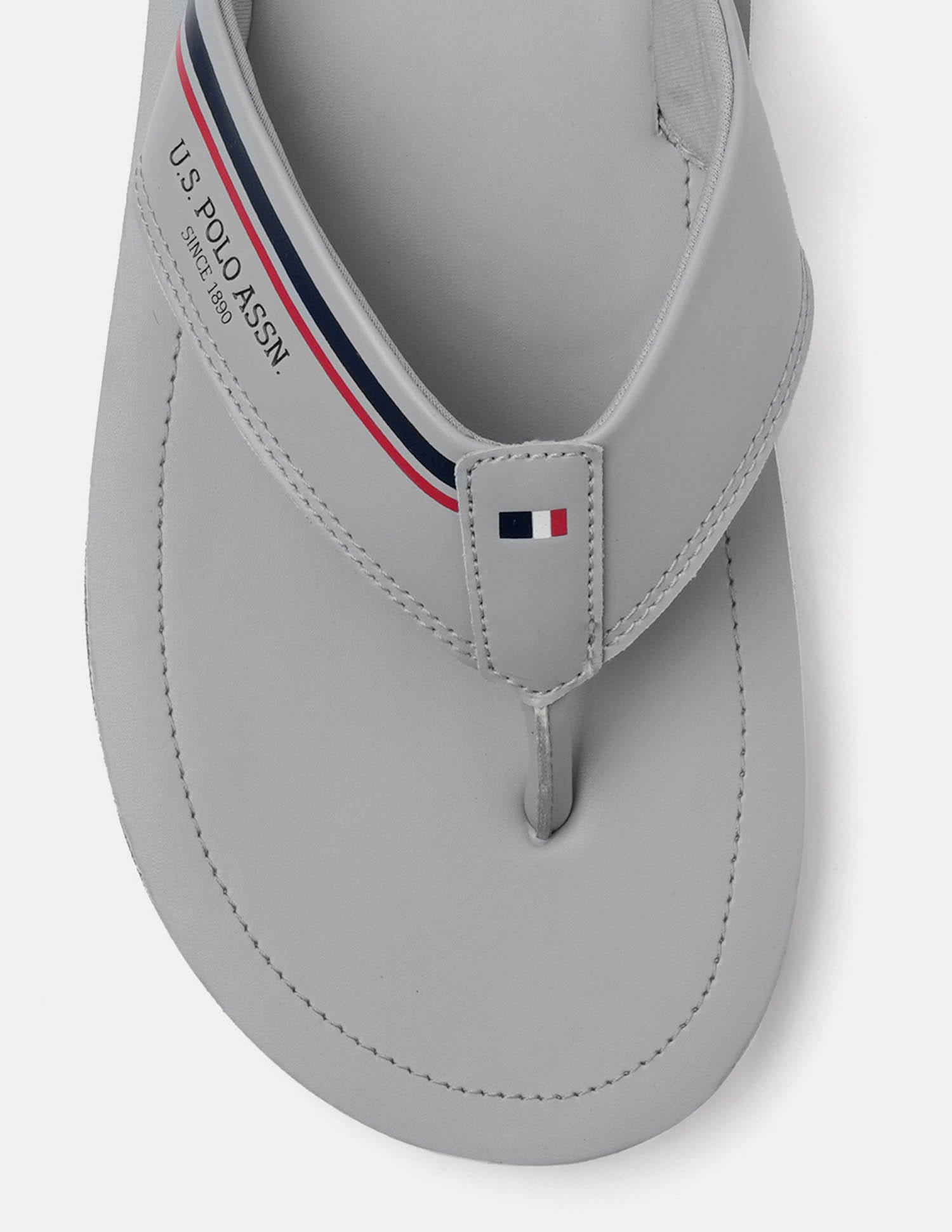 Men Nesta Striped Flip Flops Light Grey - U.S. Polo Assn. India | Large