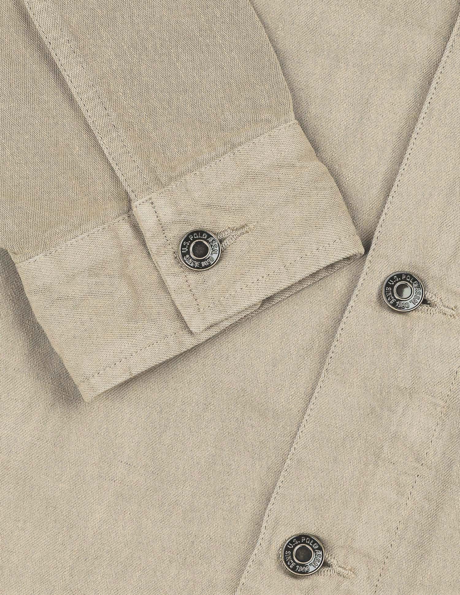 Solid Regular Fit Shacket Khaki - U.S. Polo Assn. India | Large