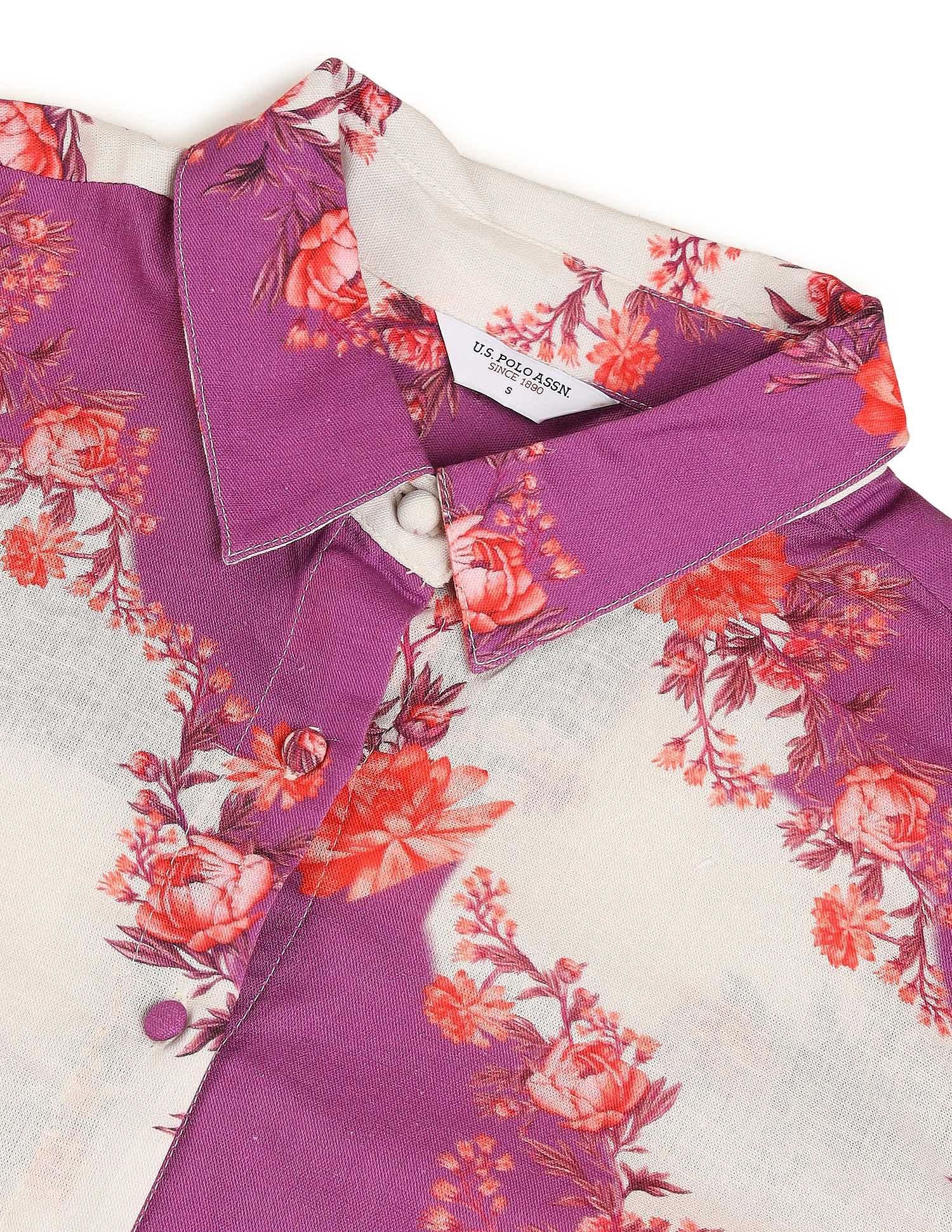 Floral Printed Regular Fit Shirt Grey - U.S. POLO ASSN. | Large