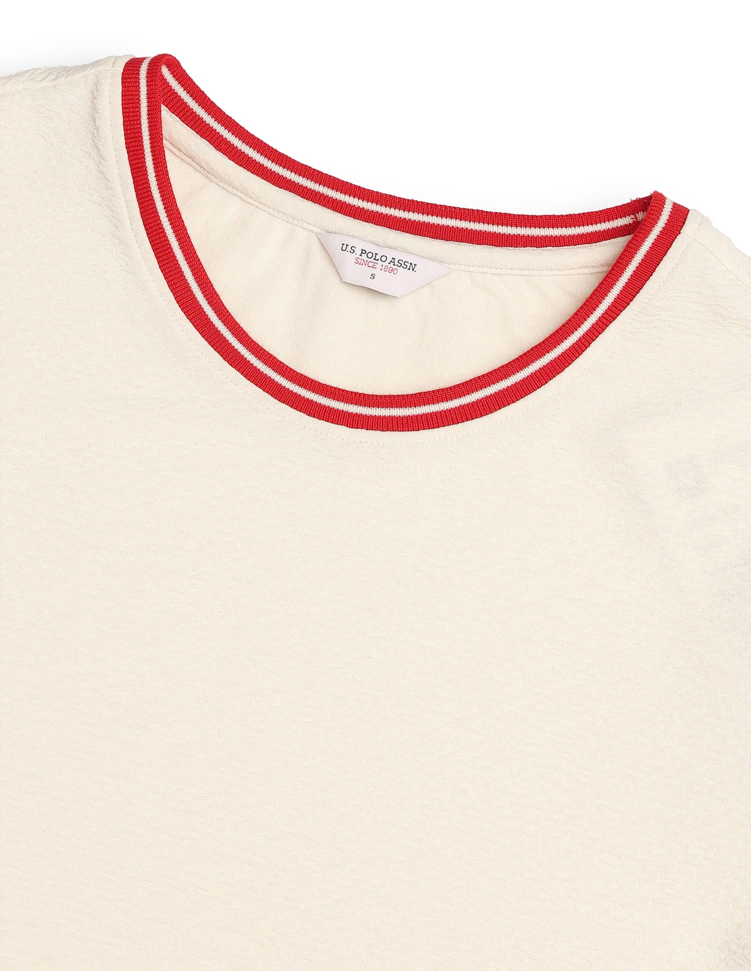Regular Fit Textured T-Shirt Beige - U.S. Polo Assn. India | Large