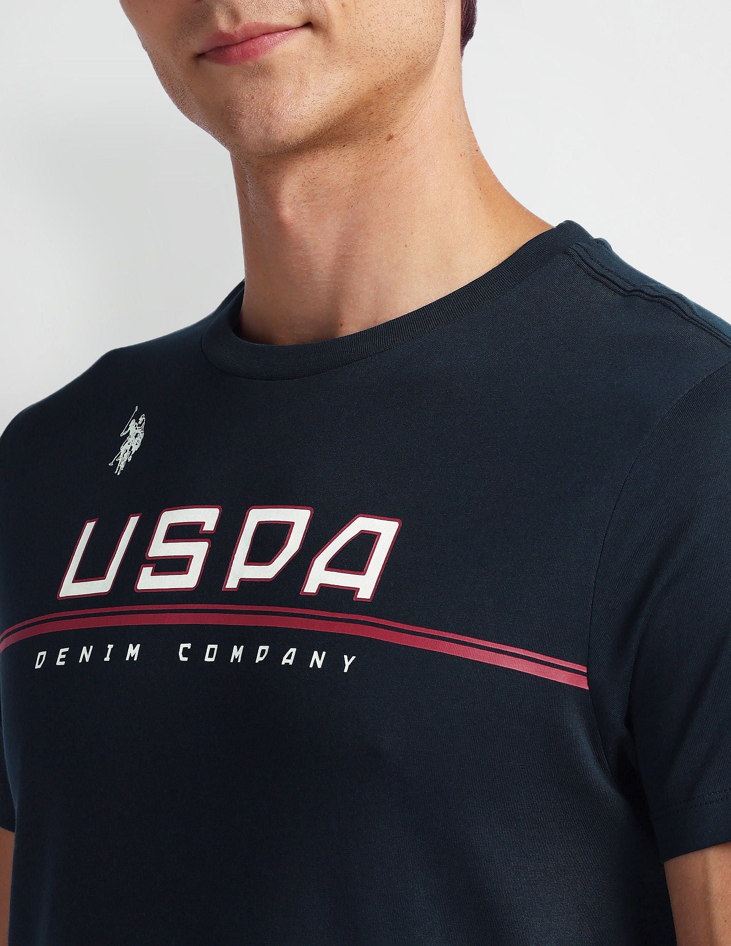 Brand Print Muscle Fit T-Shirt Navy - U.S. Polo Assn. India | Large