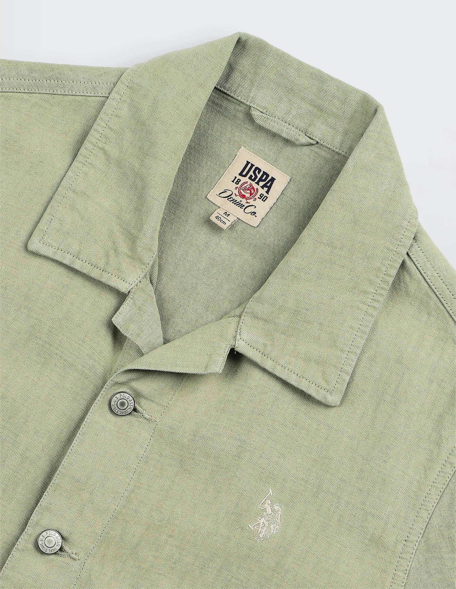 Solid Linen Regular Fit Jacket Green - U.S. Polo Assn. India | Large